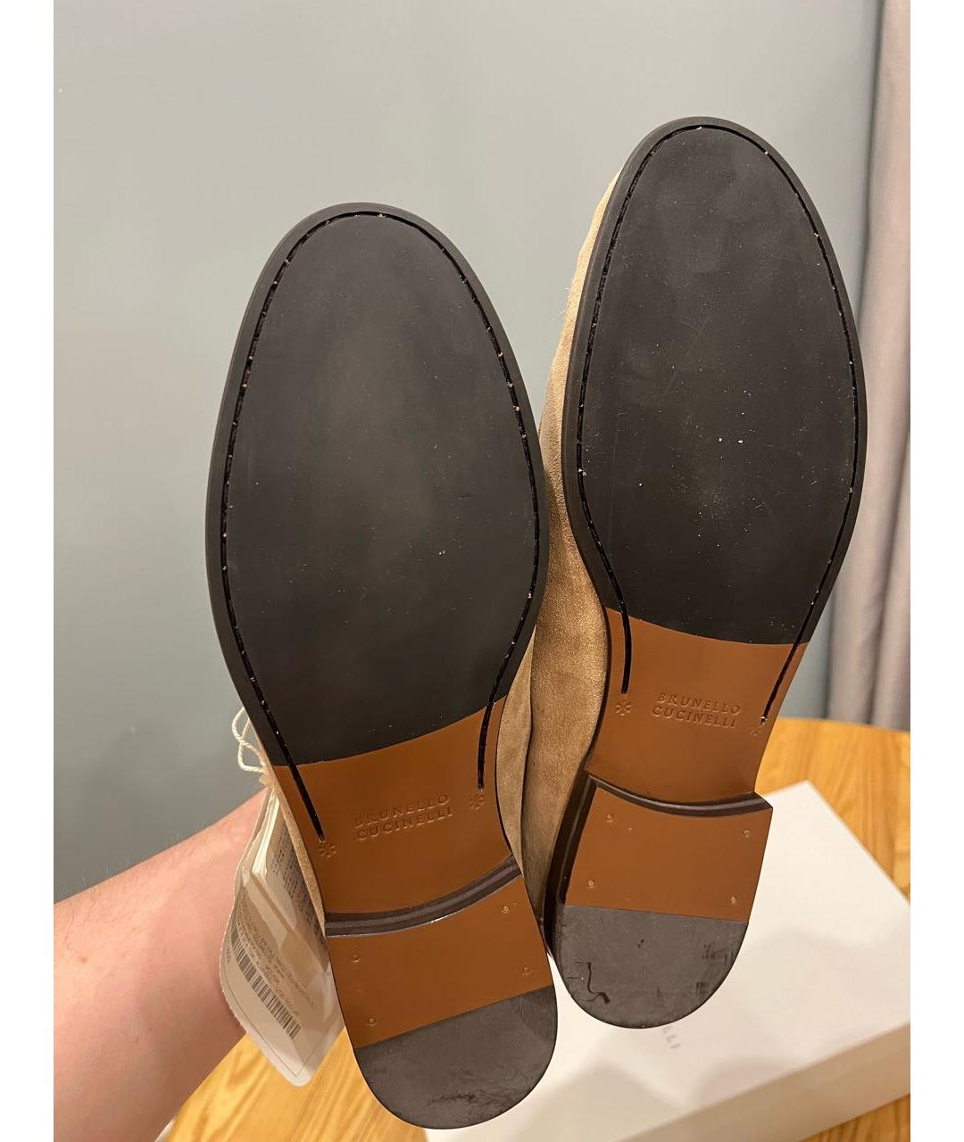 BRUNELLO CUCINELLI Бежевые замшевые лоферы, фото 7