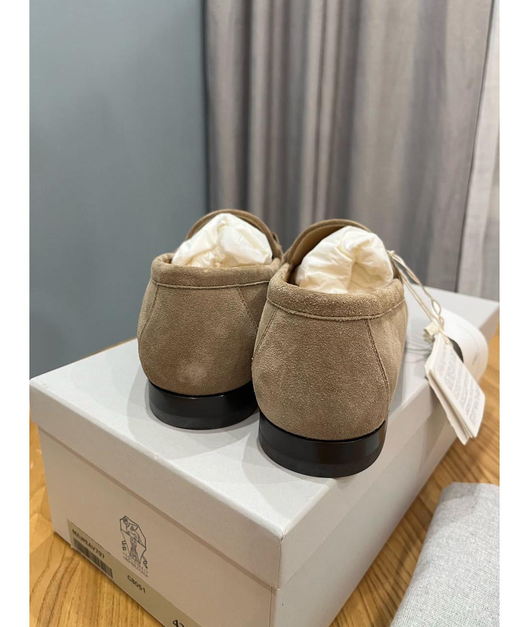BRUNELLO CUCINELLI Бежевые замшевые лоферы, фото 4