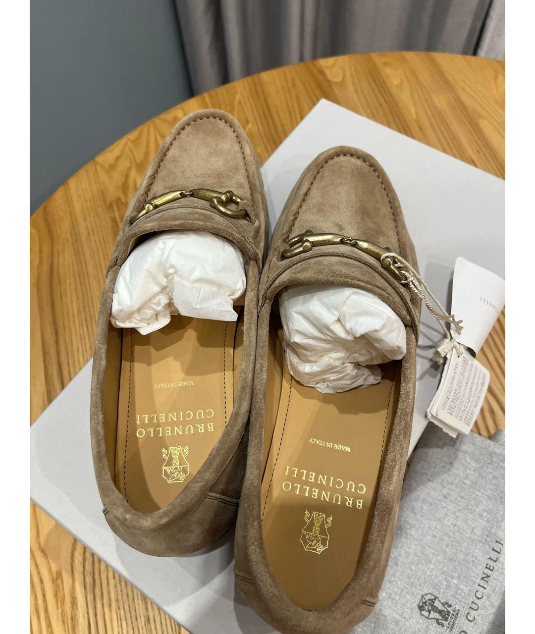 BRUNELLO CUCINELLI Бежевые замшевые лоферы, фото 3