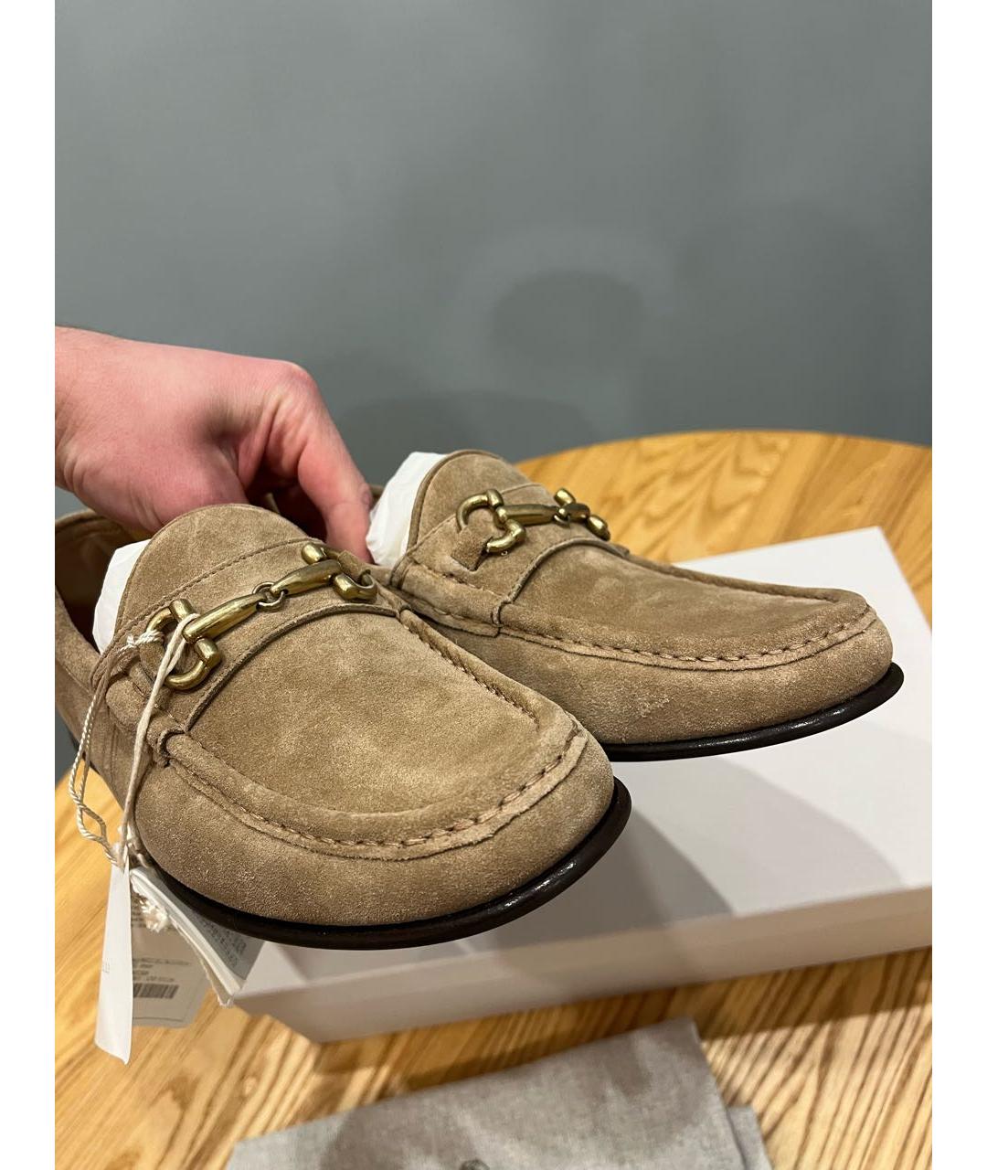 BRUNELLO CUCINELLI Бежевые замшевые лоферы, фото 2