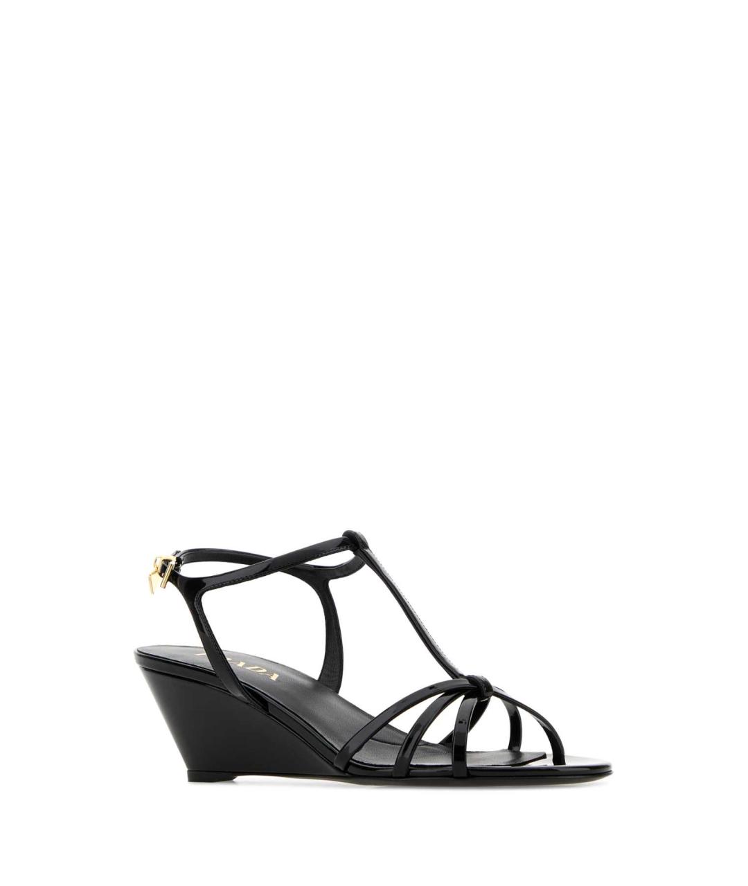 PRADA Черные кожаные босоножки, фото 2