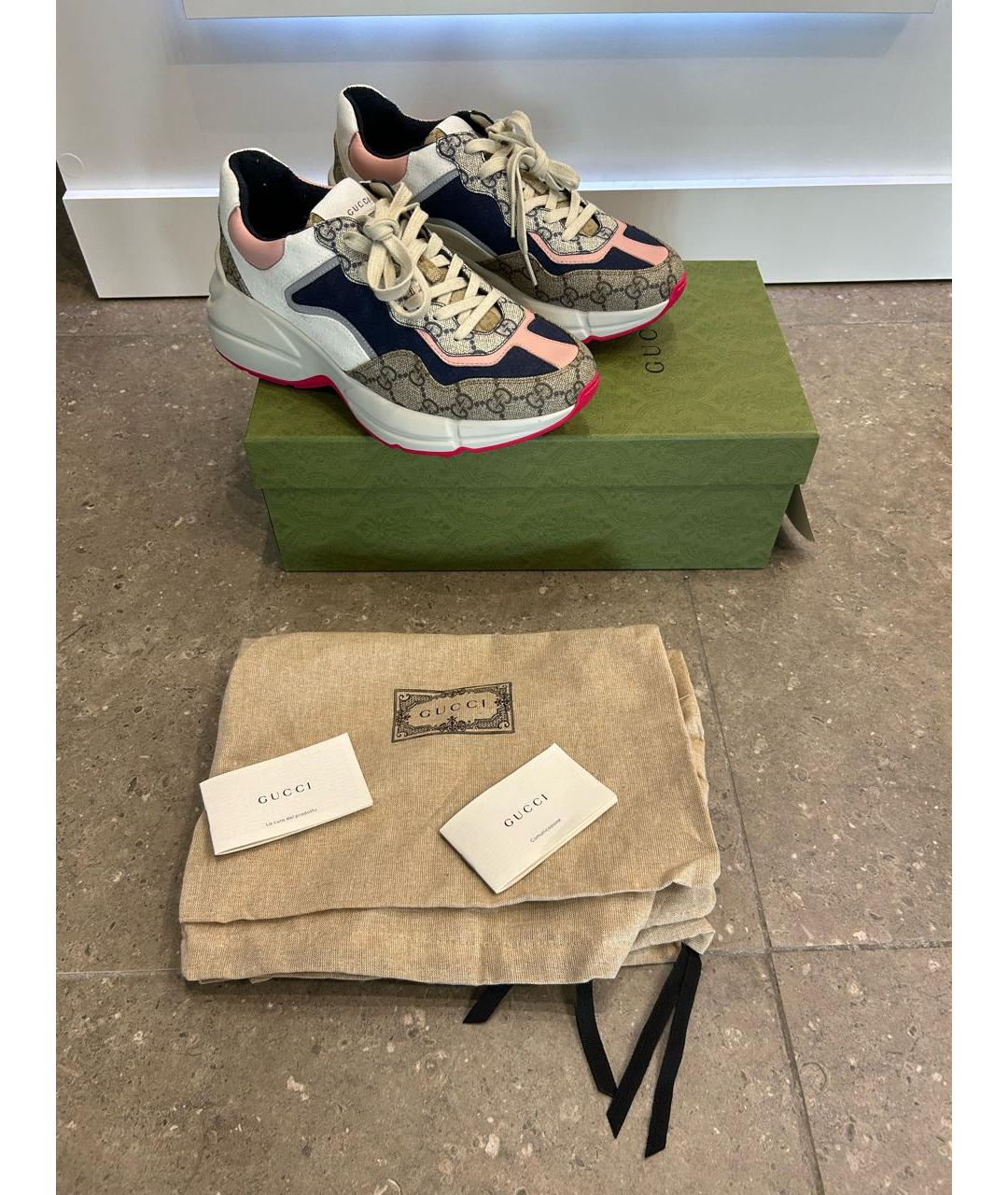 GUCCI Серые текстильные кроссовки, фото 5