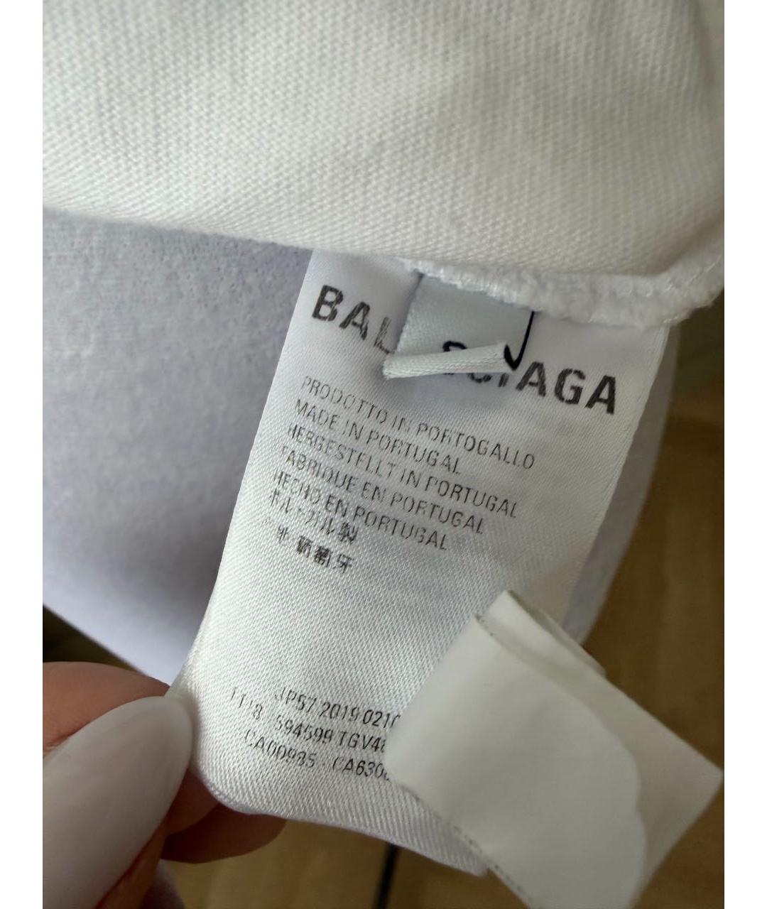 BALENCIAGA Белая хлопковая футболка, фото 5