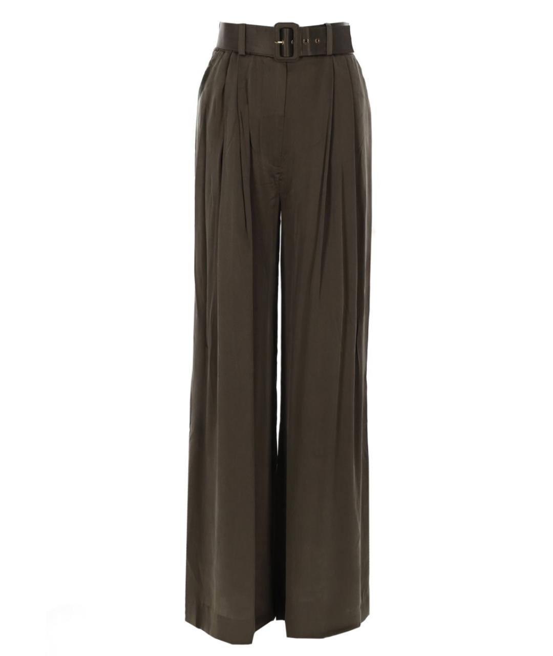 ZIMMERMANN Зеленые шелковые прямые брюки, фото 1