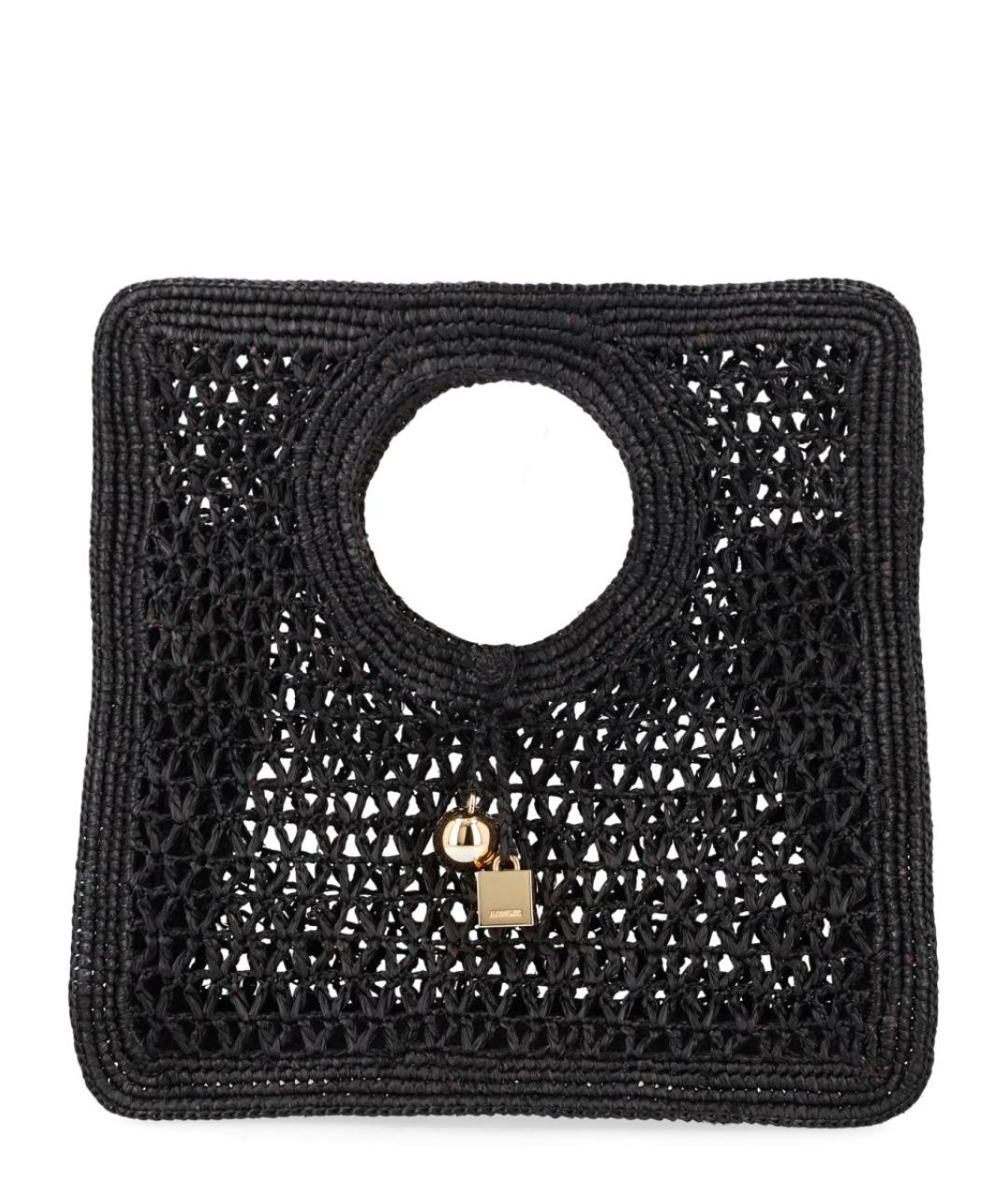 JACQUEMUS Черная пелетеная сумка тоут, фото 1