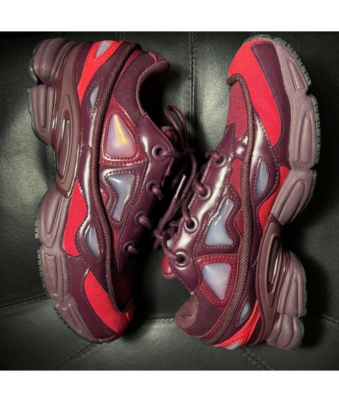 ADIDAS X RAF SIMONS Бордовые текстильные низкие кроссовки / кеды, фото 4