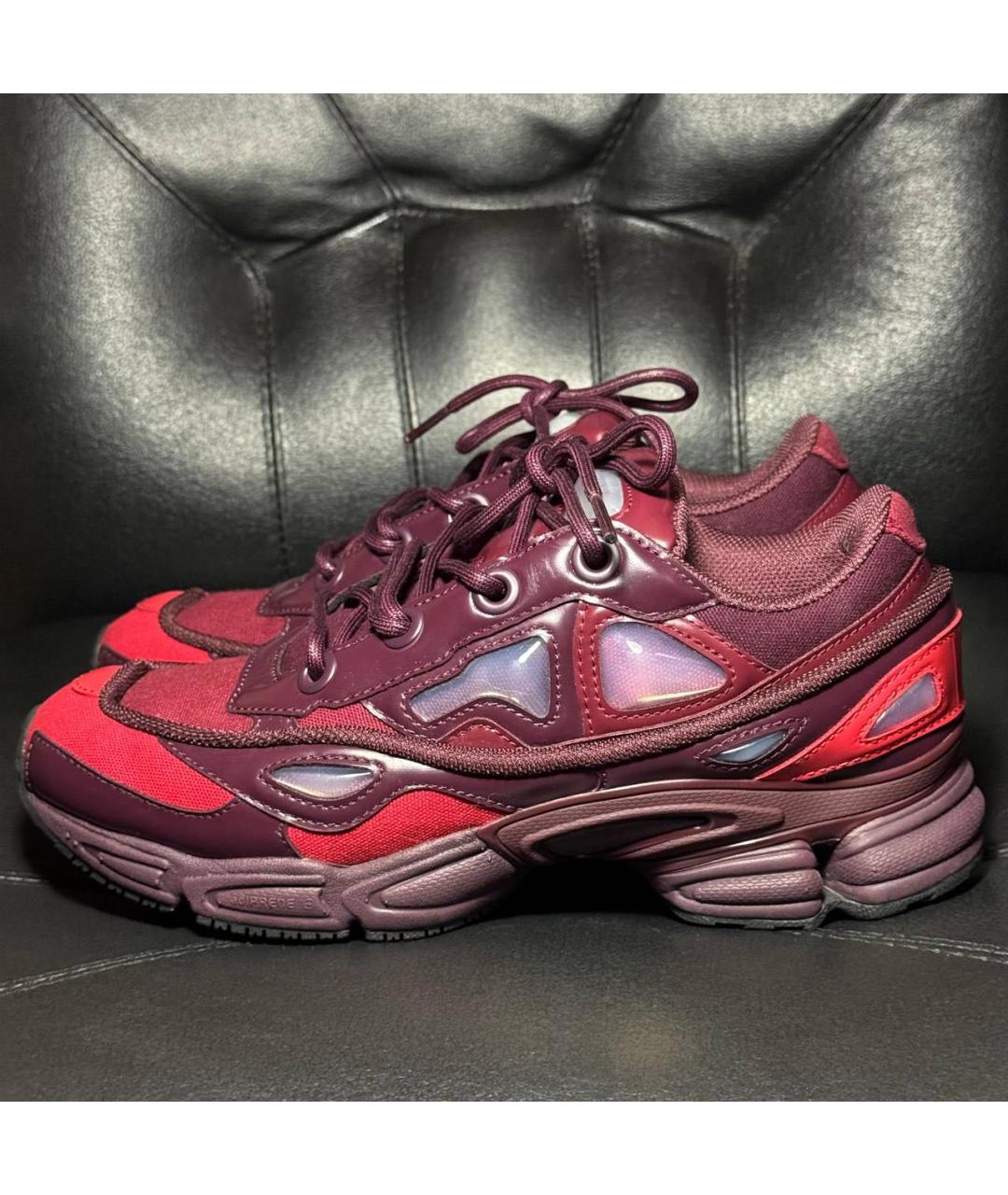 ADIDAS X RAF SIMONS Бордовые текстильные низкие кроссовки / кеды, фото 3