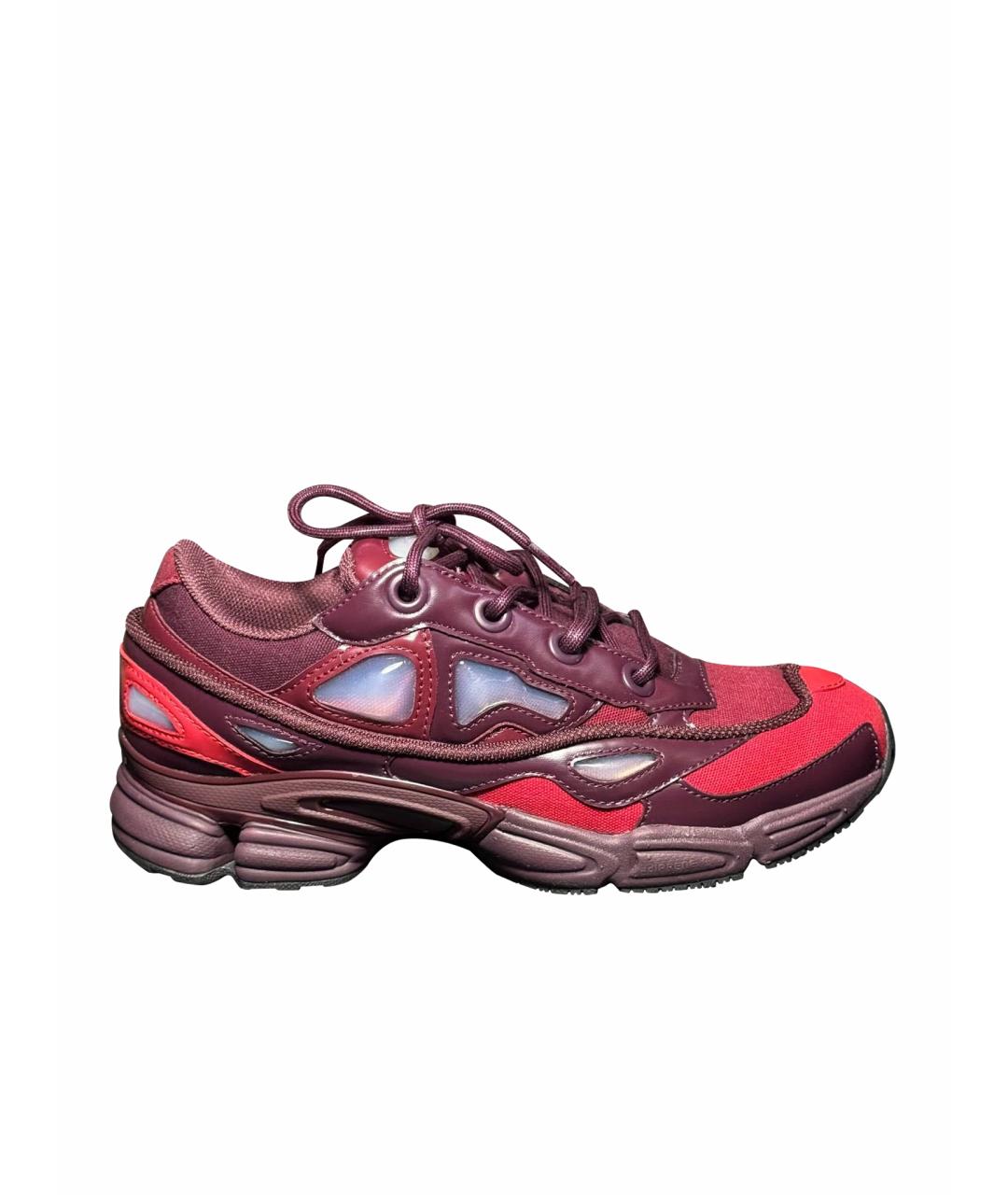 ADIDAS X RAF SIMONS Бордовые текстильные низкие кроссовки / кеды, фото 1