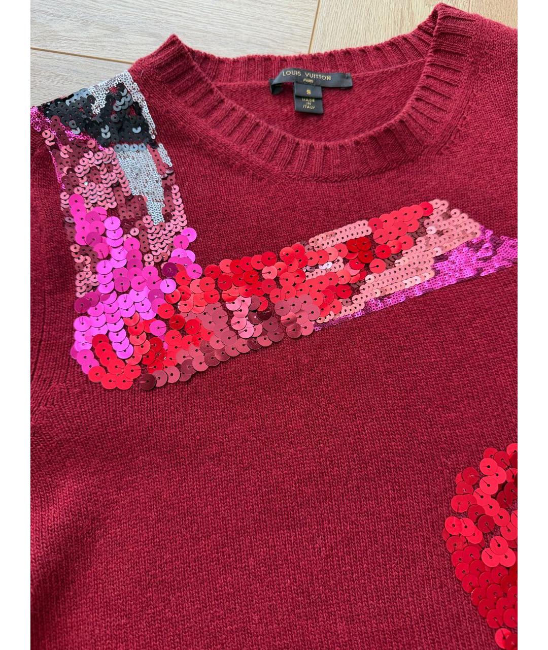 LOUIS VUITTON Бордовый шерстяной джемпер / свитер, фото 3