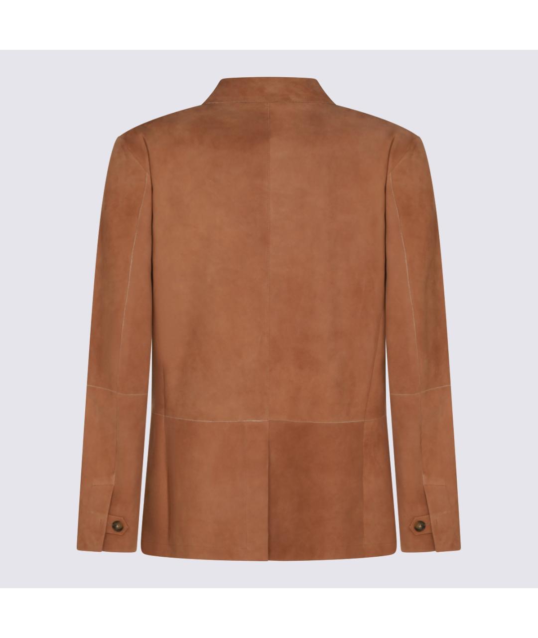 CANALI Коричневый кожаный пиджак, фото 2