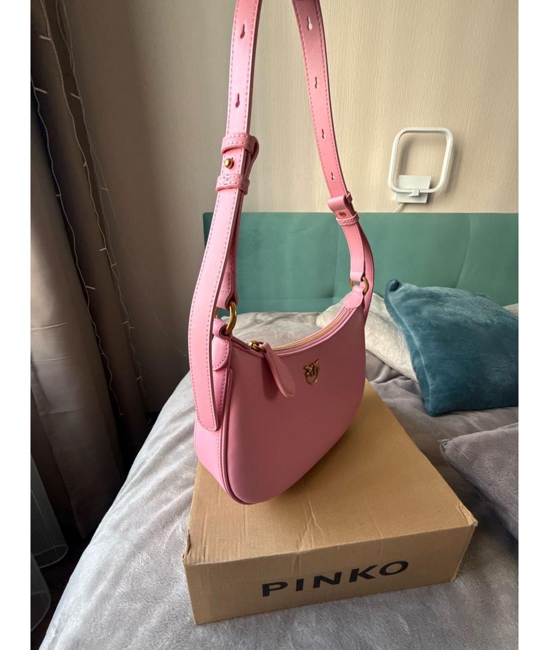 PINKO Розовая кожаная сумка через плечо, фото 2