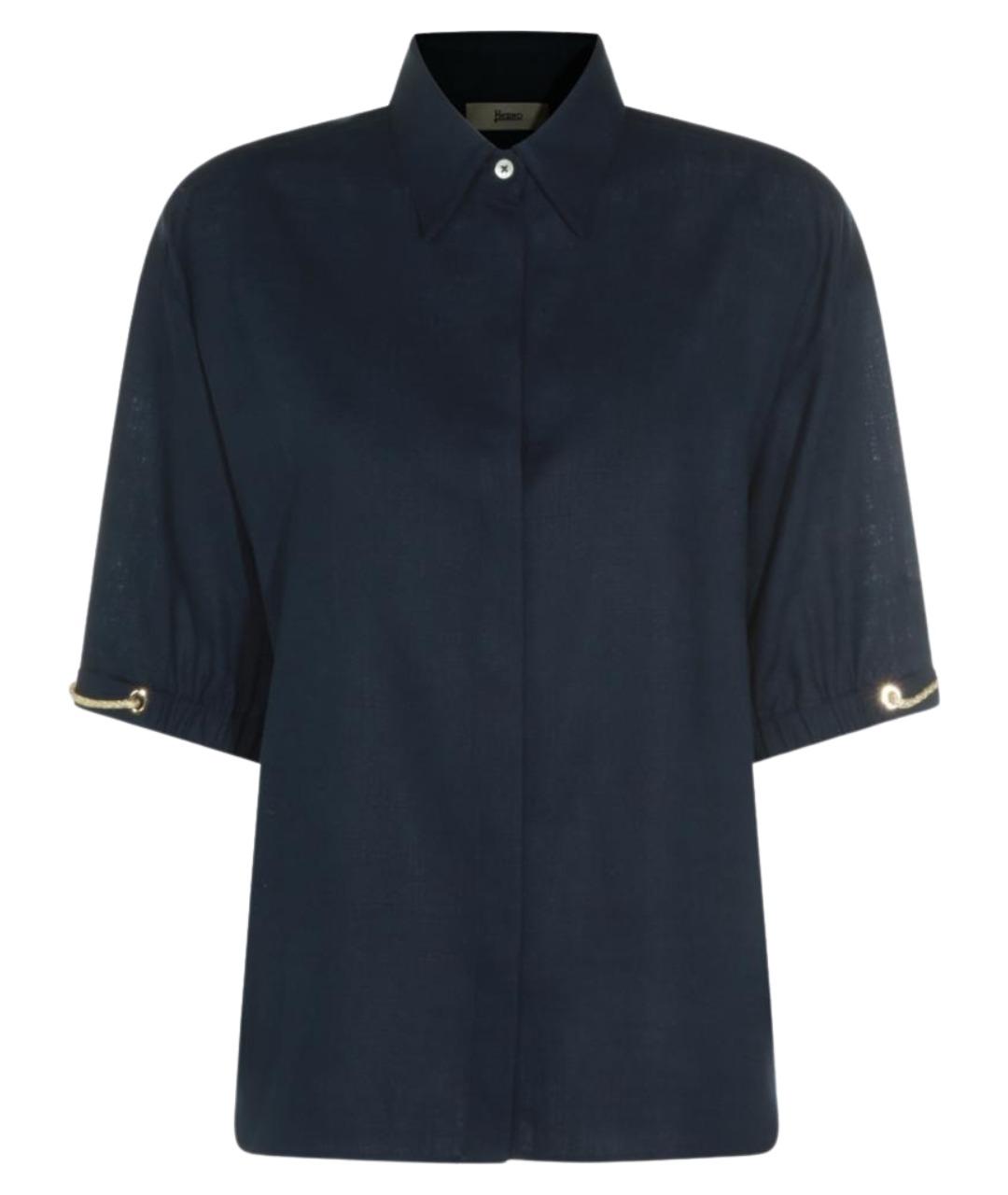 HERNO Темно-синяя вискозная рубашка, фото 1