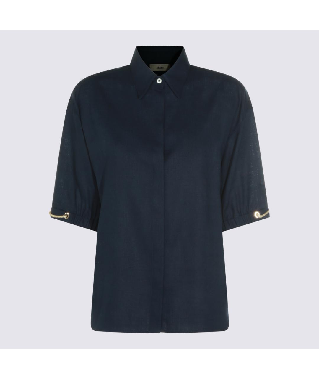 HERNO Темно-синяя вискозная рубашка, фото 5