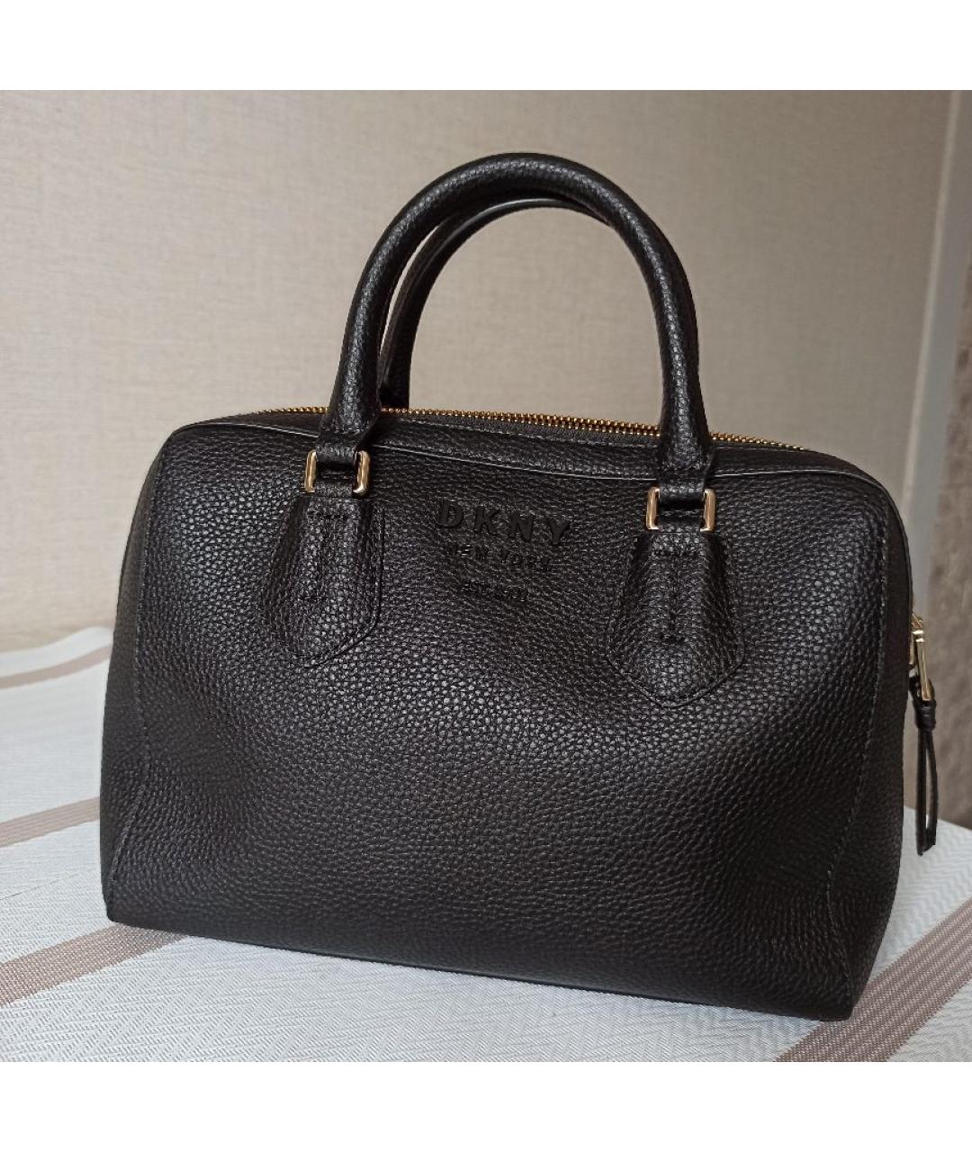 DKNY Черная кожаная сумка с короткими ручками, фото 8