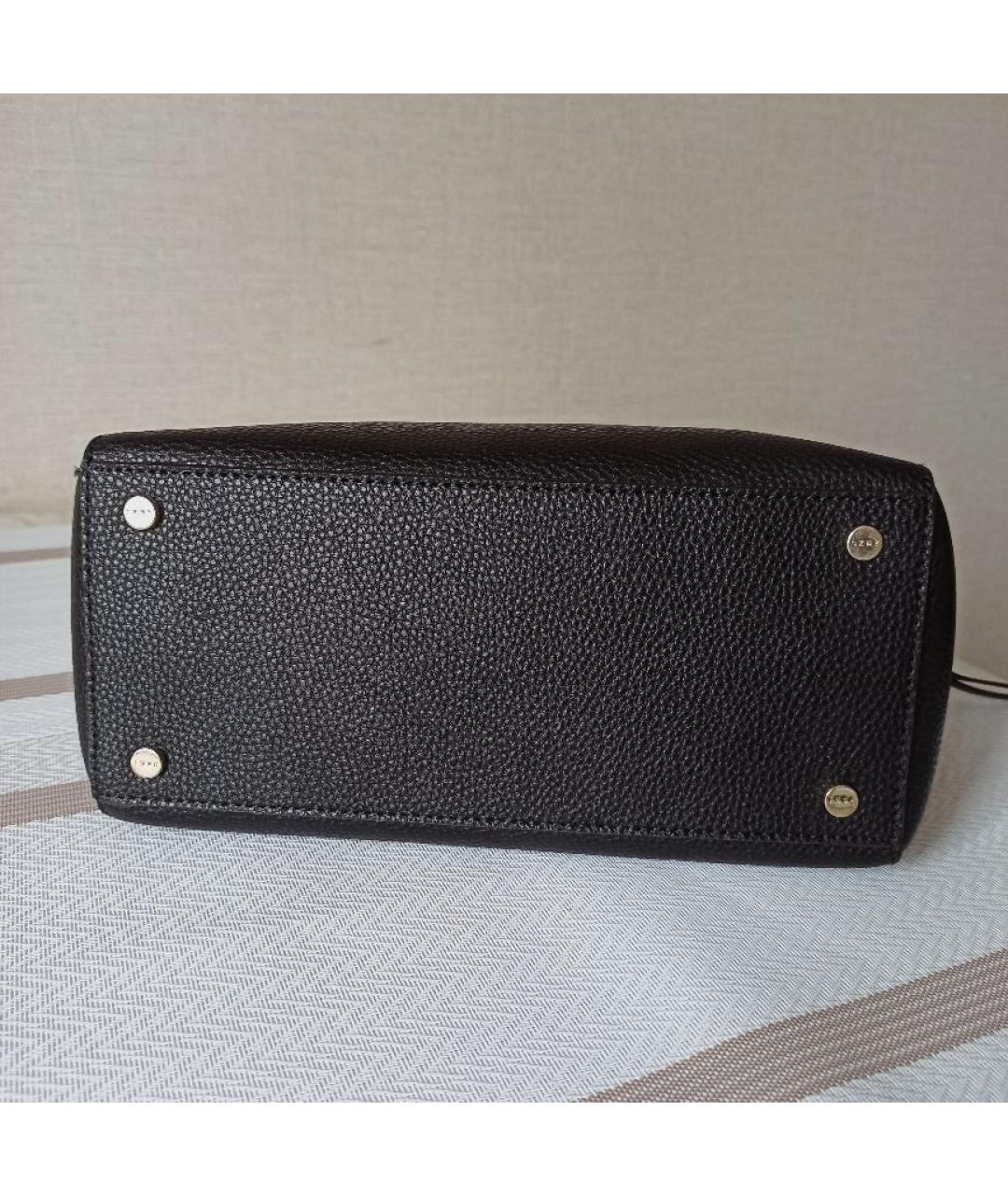 DKNY Черная кожаная сумка с короткими ручками, фото 5