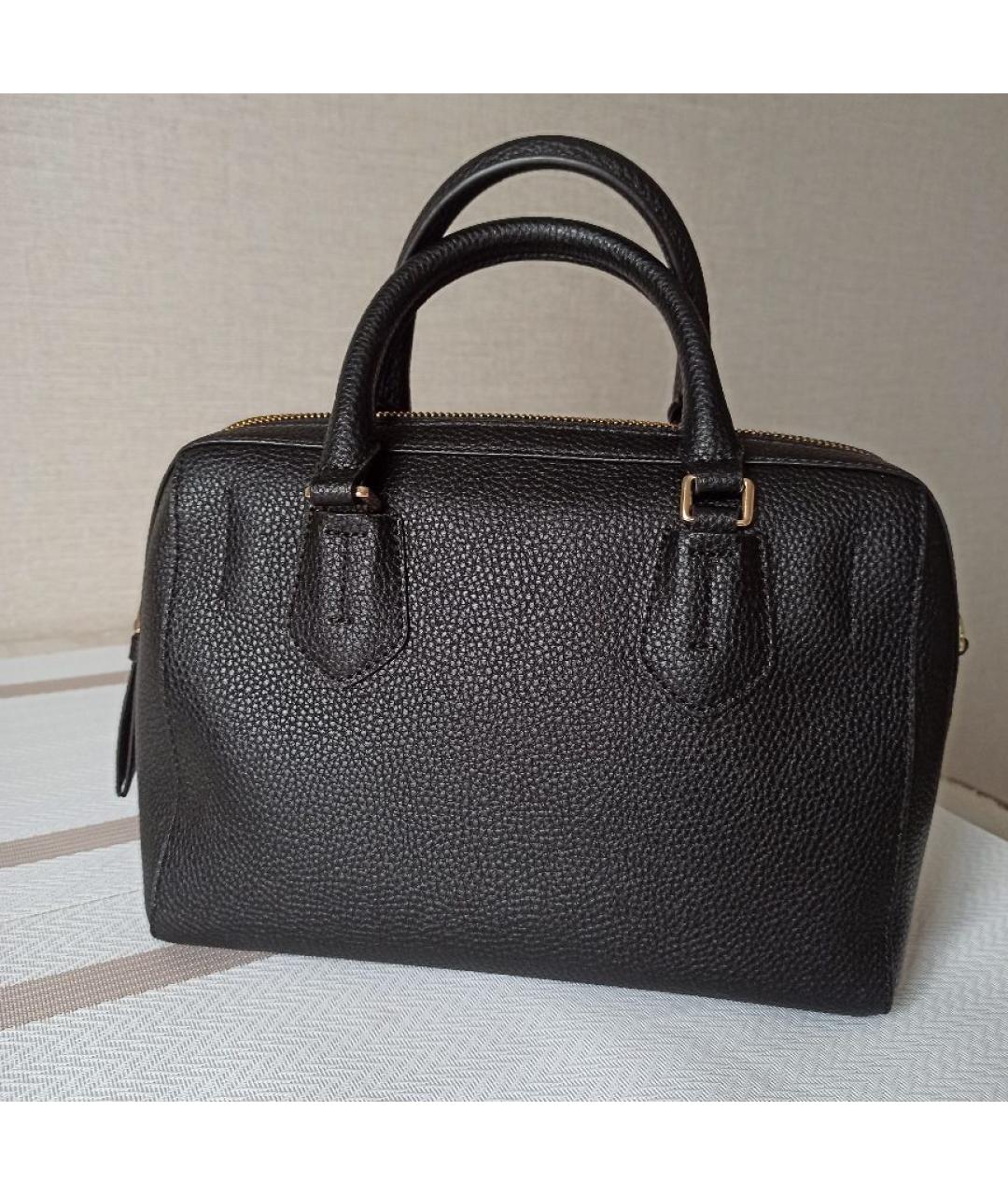 DKNY Черная кожаная сумка с короткими ручками, фото 3