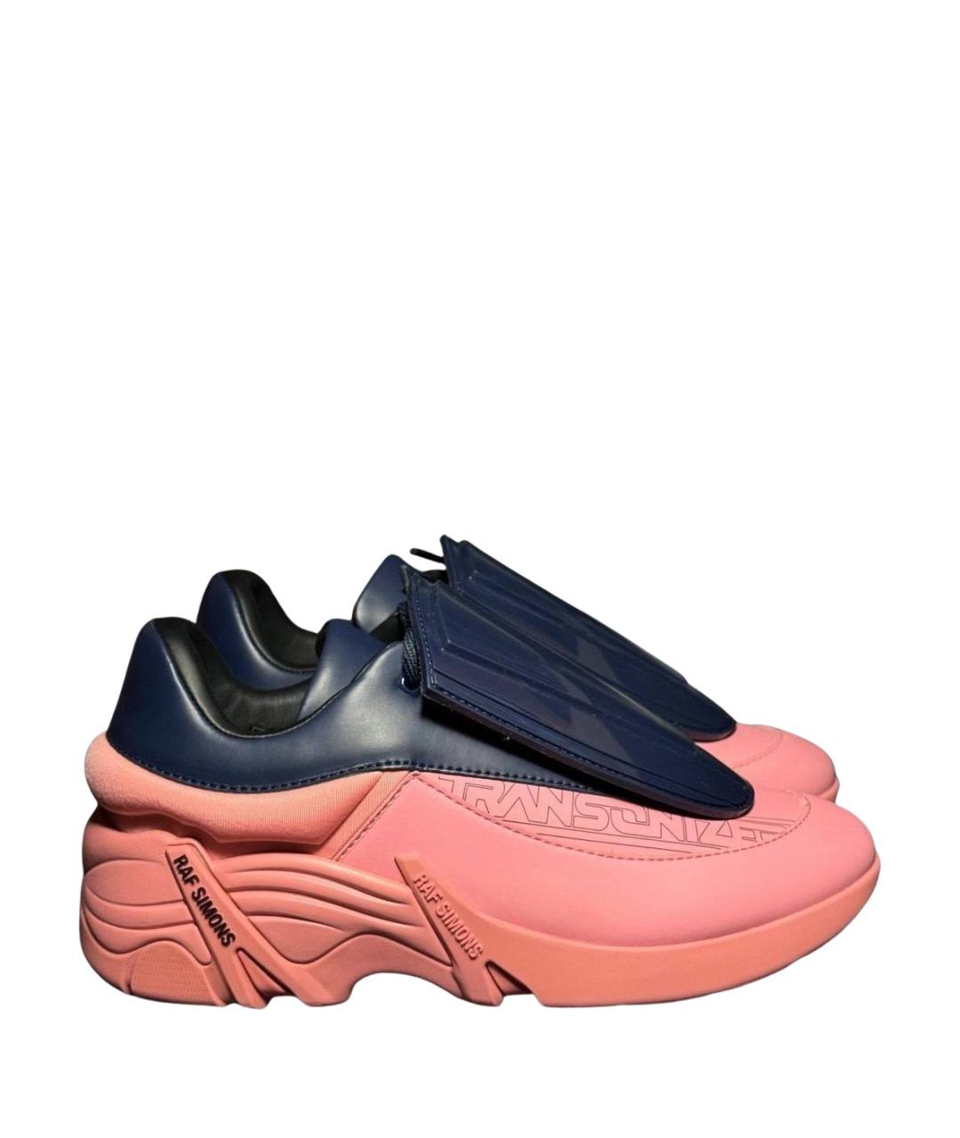 RAF SIMONS Коралловые текстильные низкие кроссовки / кеды, фото 1