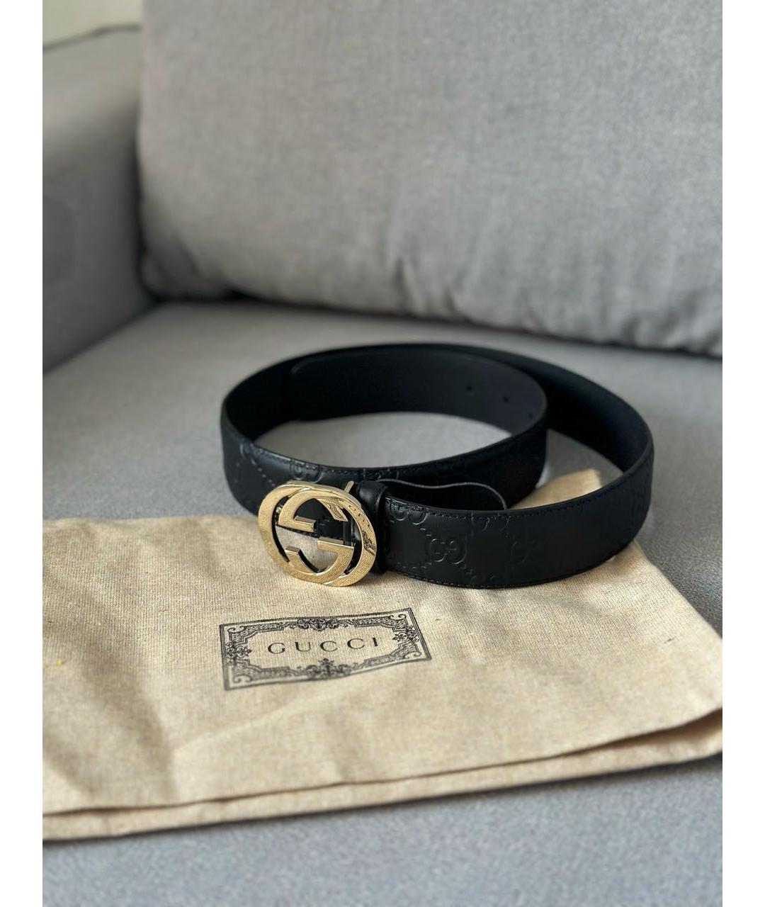 GUCCI Черный кожаный ремень, фото 2