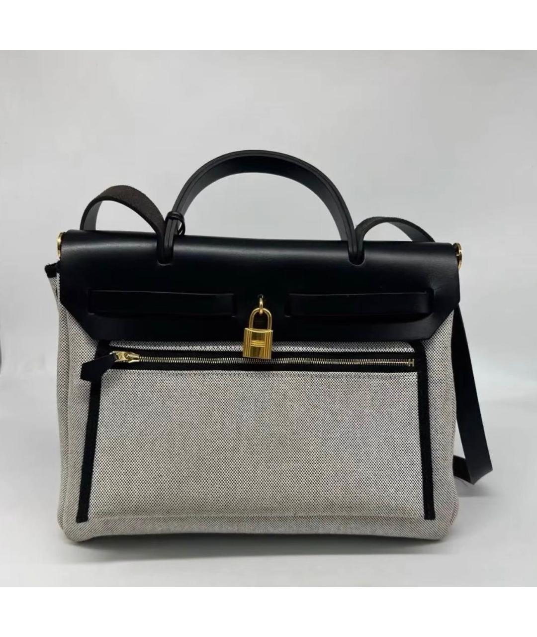 HERMES Черная тканевая сумка через плечо, фото 5