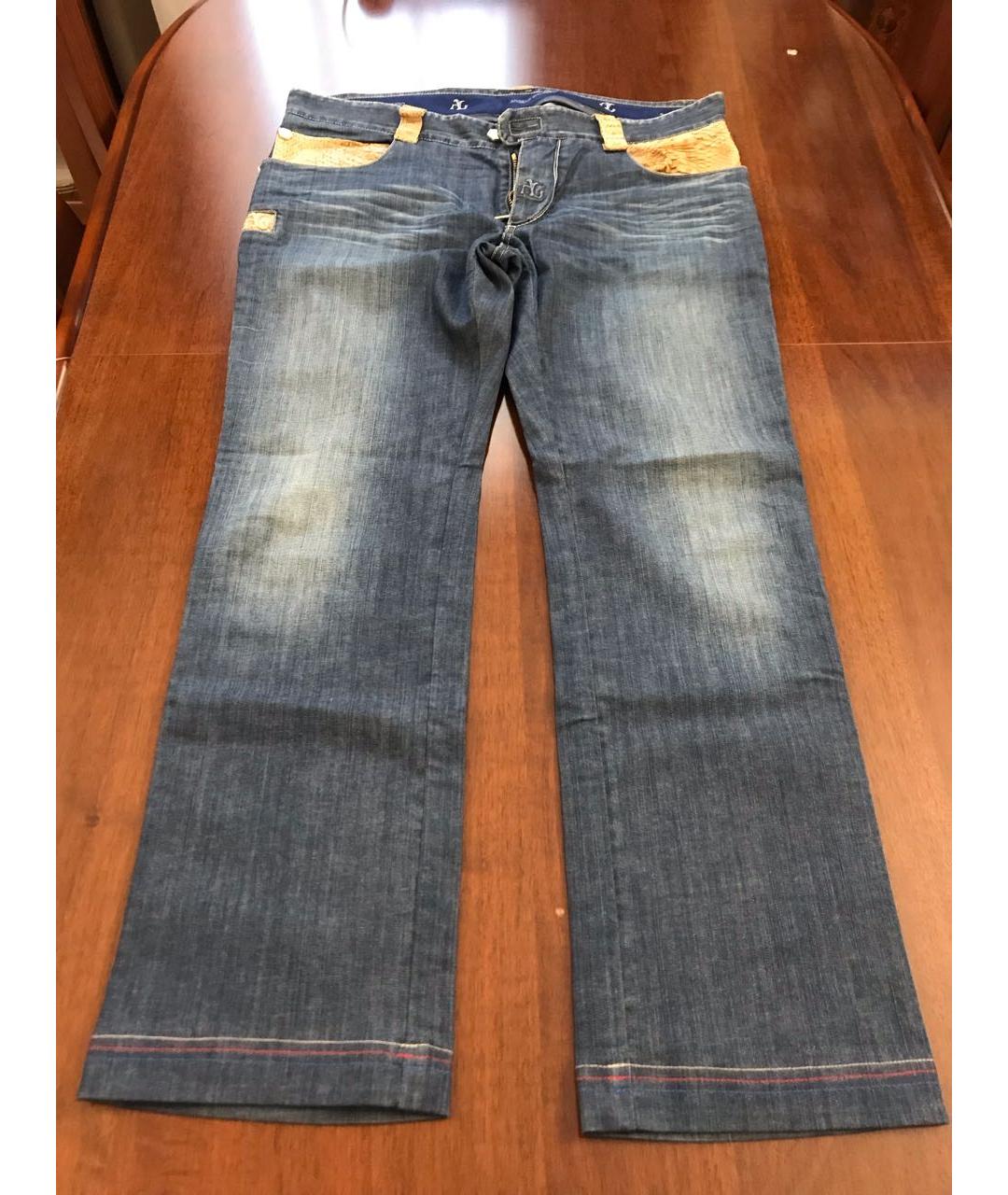 ANGELO GALASSO Синие хлопковые прямые джинсы, фото 9