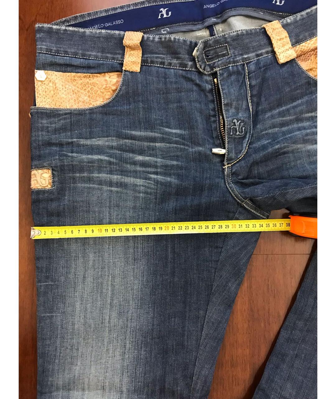 ANGELO GALASSO Синие хлопковые прямые джинсы, фото 7