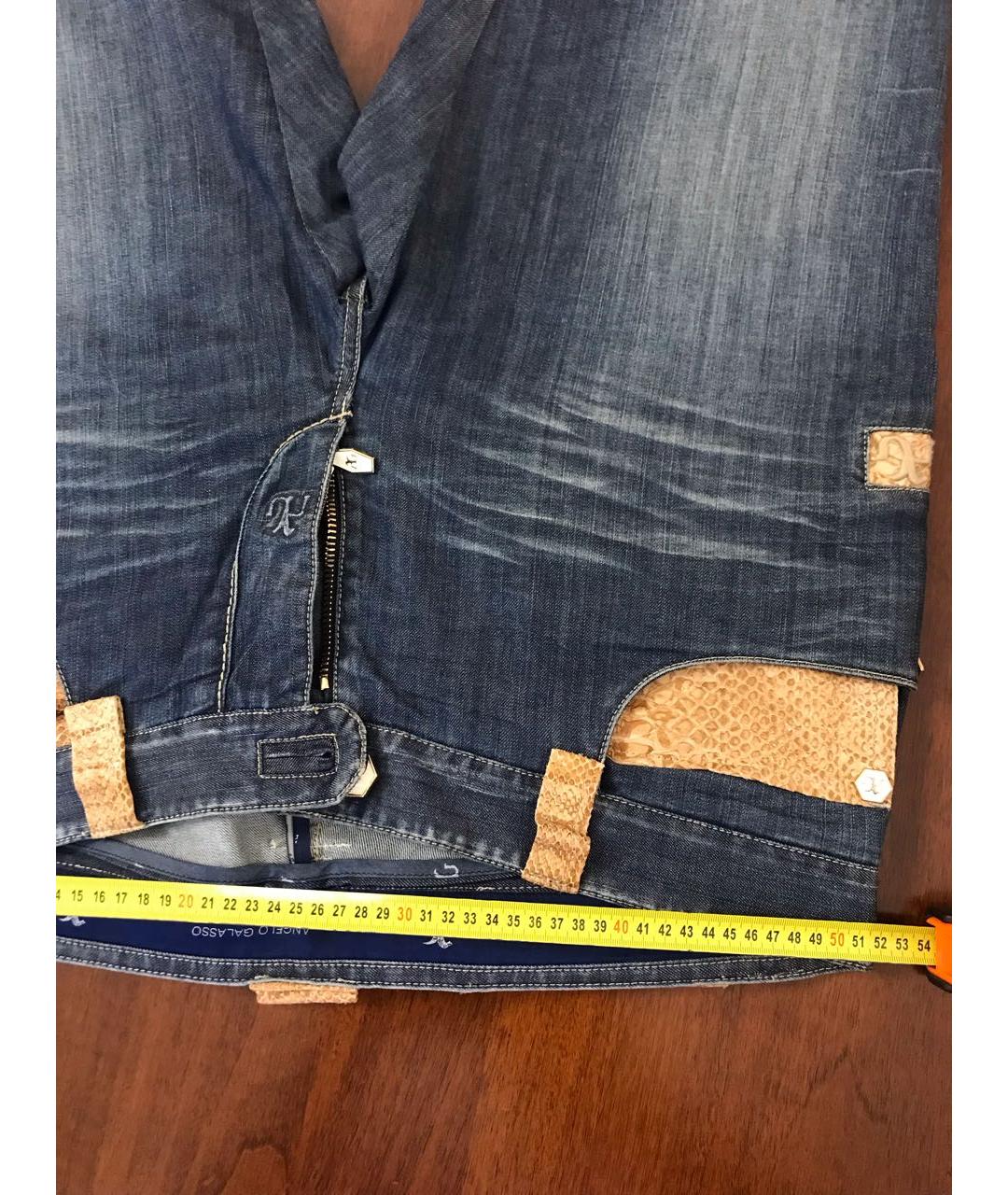 ANGELO GALASSO Синие хлопковые прямые джинсы, фото 6