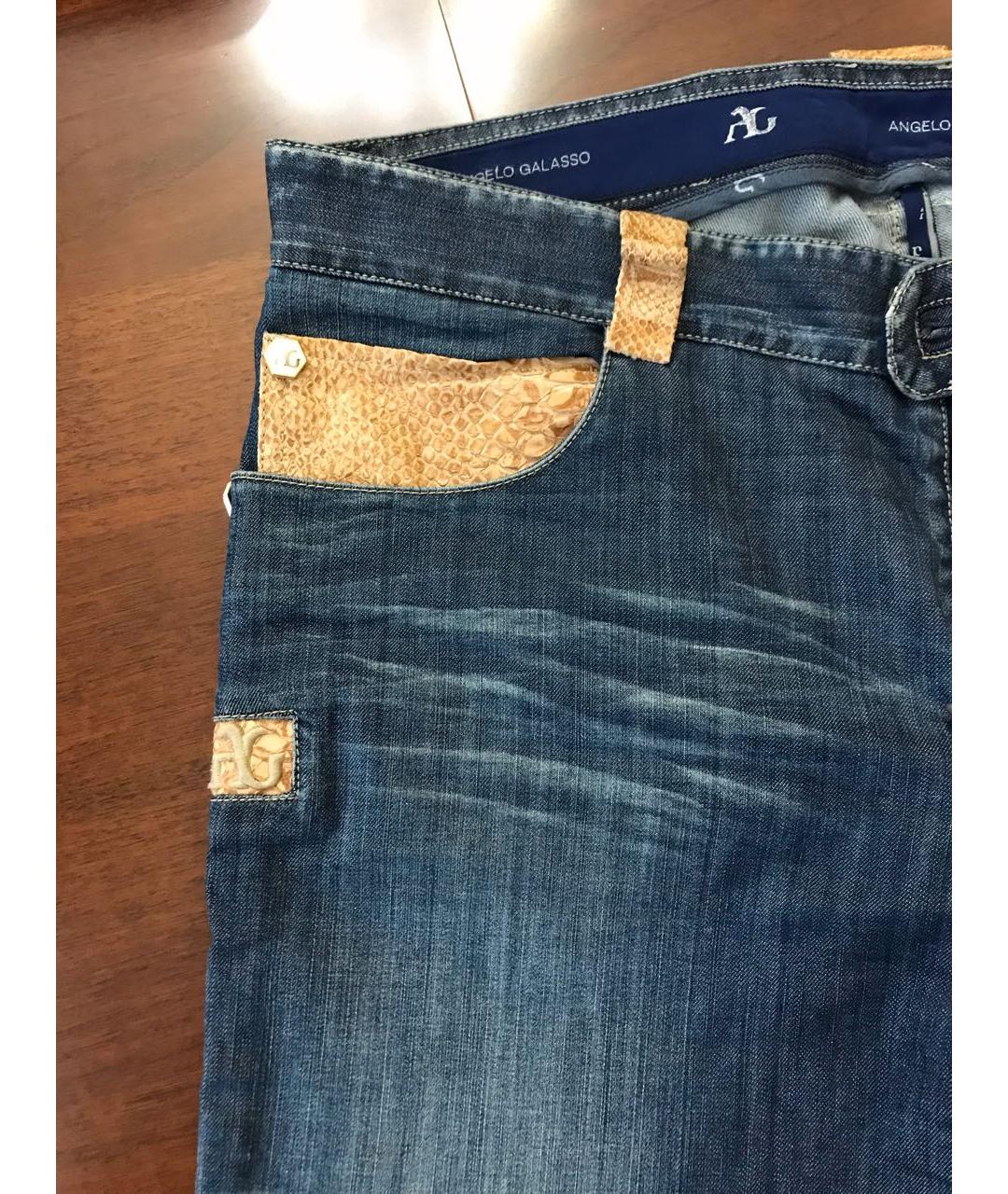ANGELO GALASSO Синие хлопковые прямые джинсы, фото 4