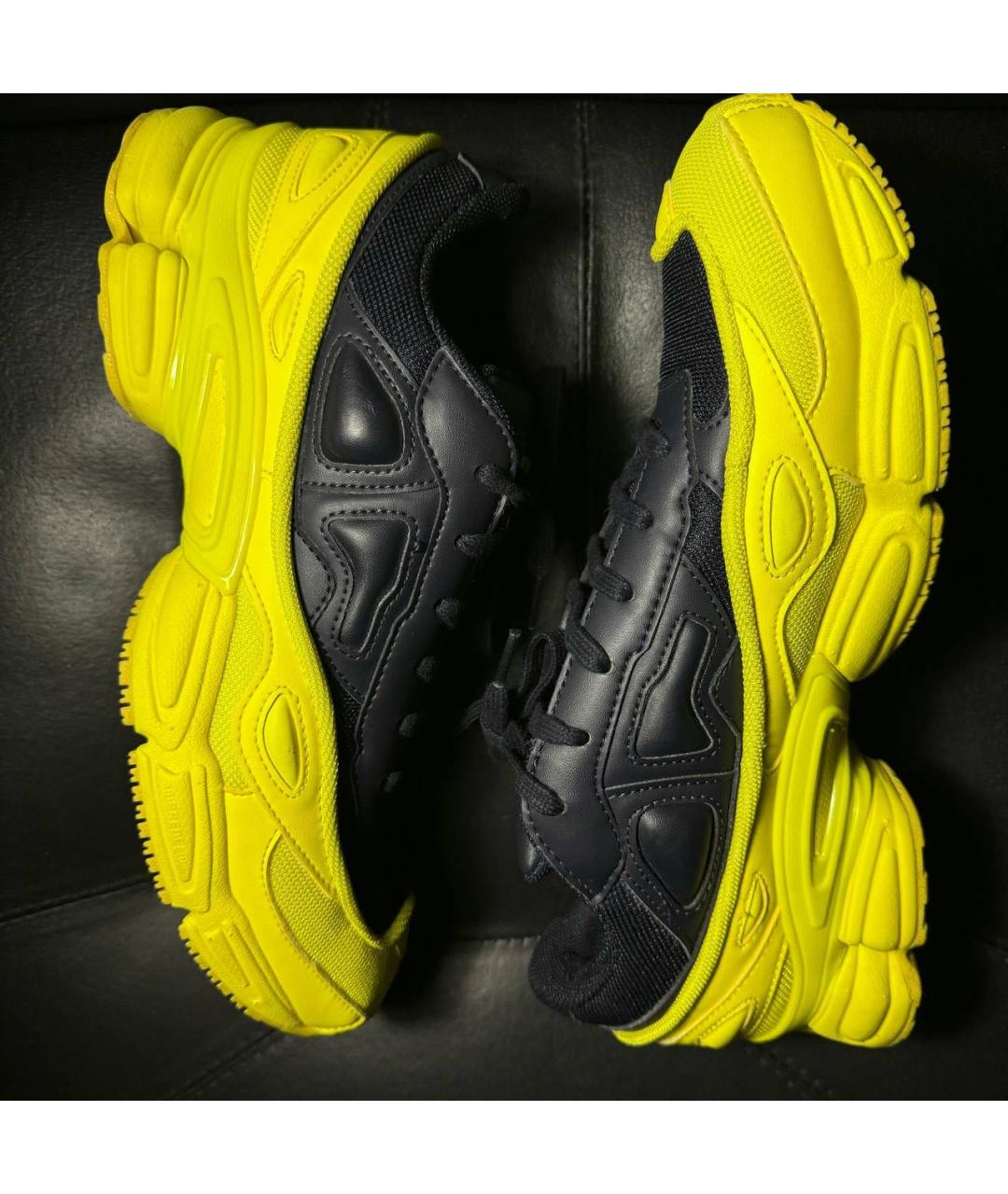 ADIDAS X RAF SIMONS Желтые текстильные низкие кроссовки / кеды, фото 4