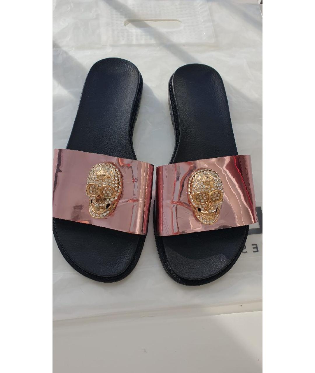 PHILIPP PLEIN Розовые шлепанцы из лакированной кожи, фото 2