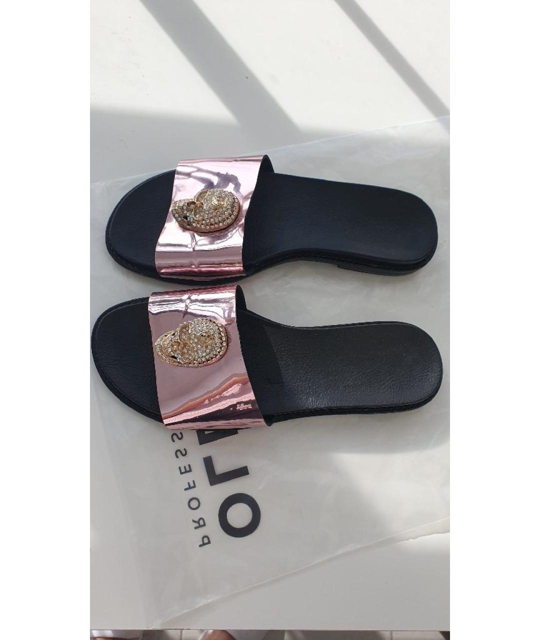 PHILIPP PLEIN Розовые шлепанцы из лакированной кожи, фото 6