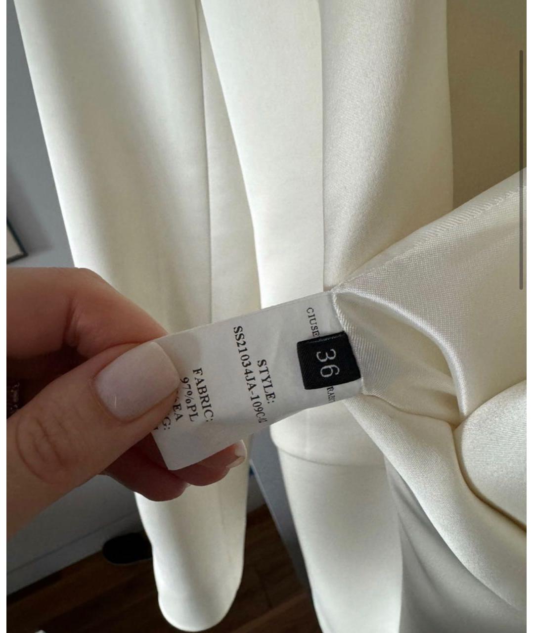 GIUSEPPE DI MORABITO Белое шелковое коктейльное платье, фото 6