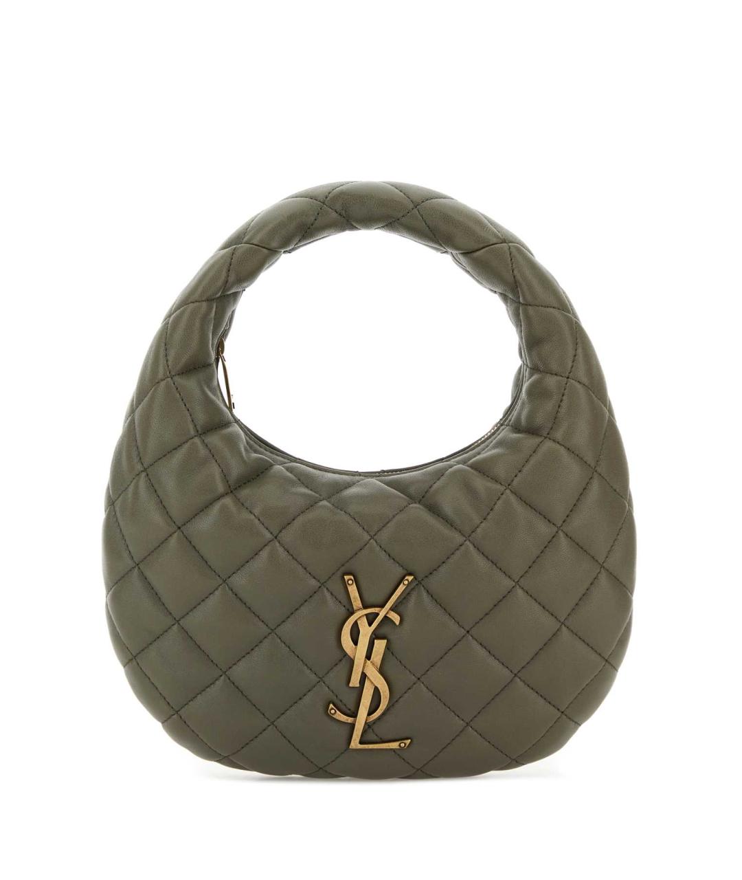 SAINT LAURENT Зеленая кожаная сумка с короткими ручками, фото 1