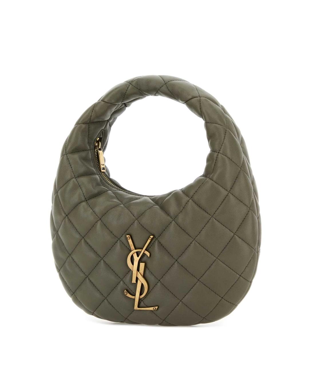 SAINT LAURENT Зеленая кожаная сумка с короткими ручками, фото 2