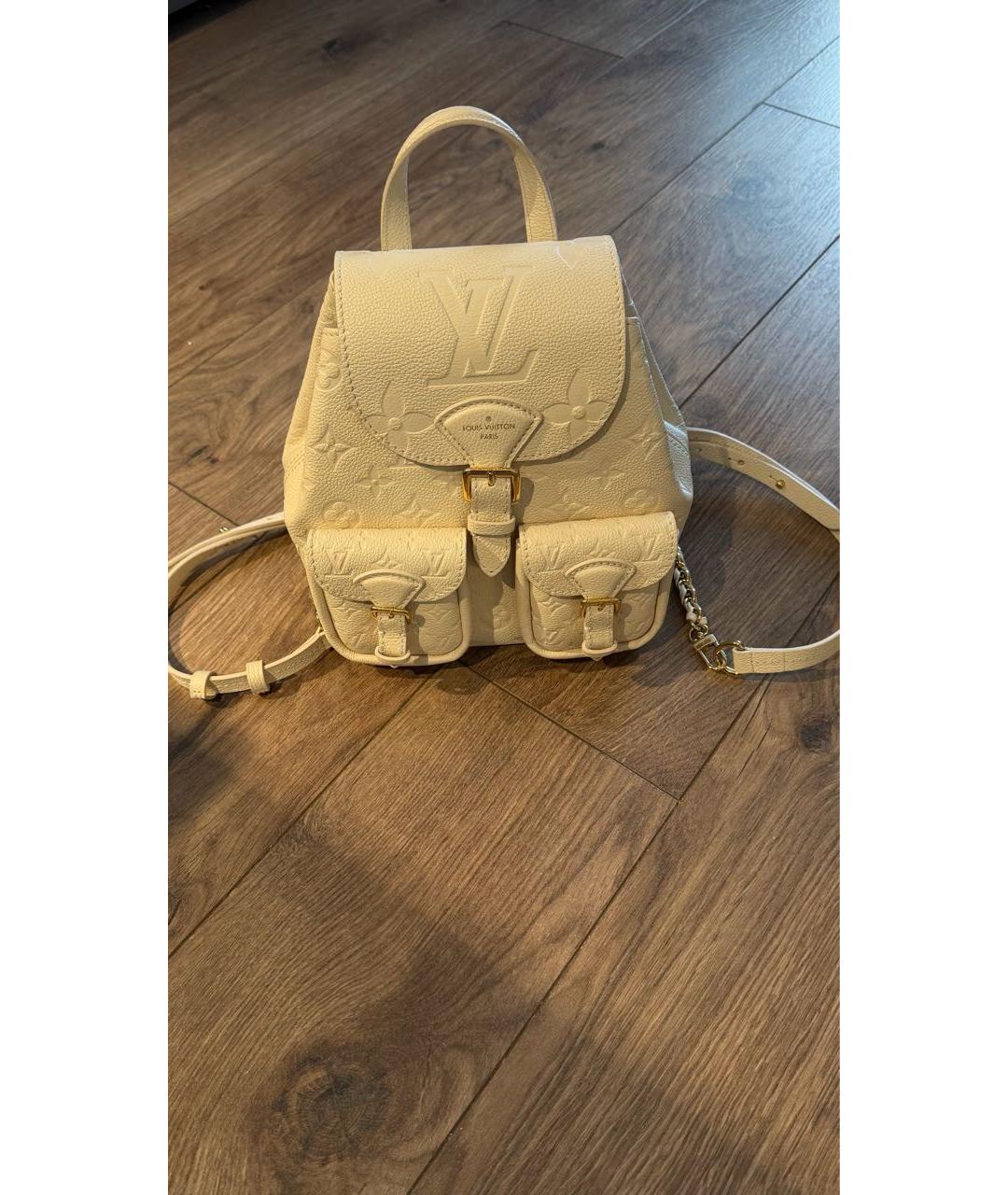 LOUIS VUITTON Бежевый кожаный рюкзак, фото 7