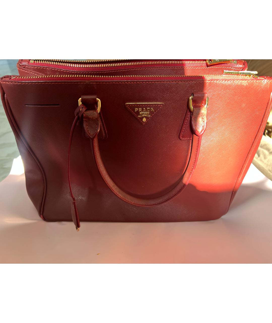 PRADA Бордовая кожаная сумка тоут, фото 4