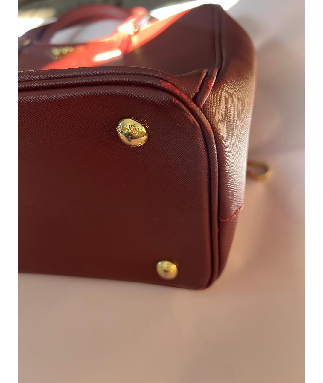 PRADA Бордовая кожаная сумка тоут, фото 7