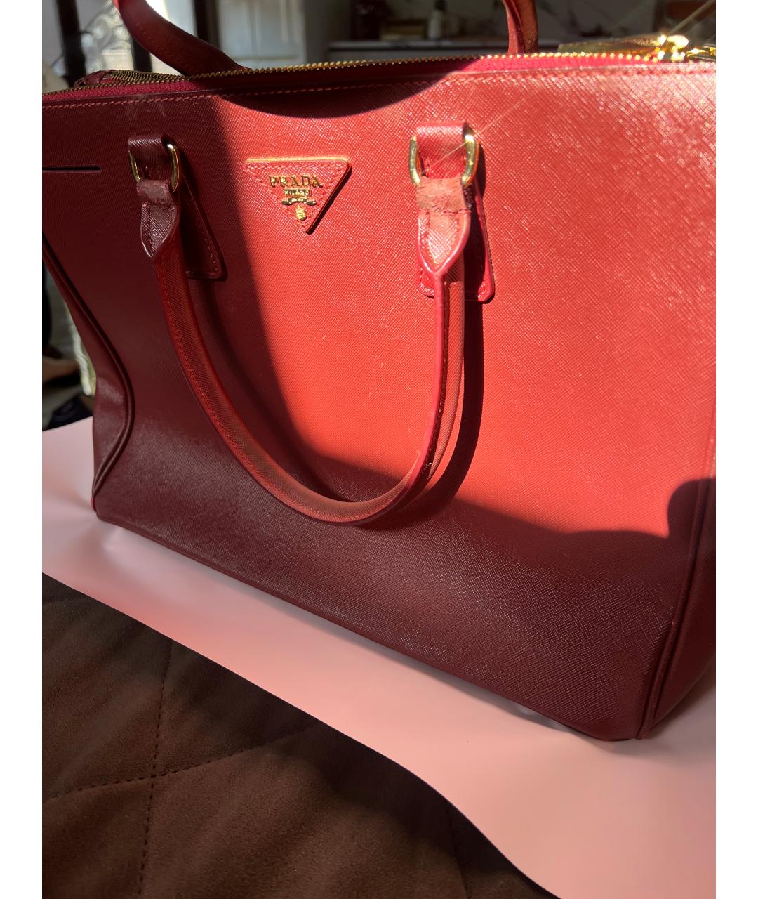 PRADA Бордовая кожаная сумка тоут, фото 3