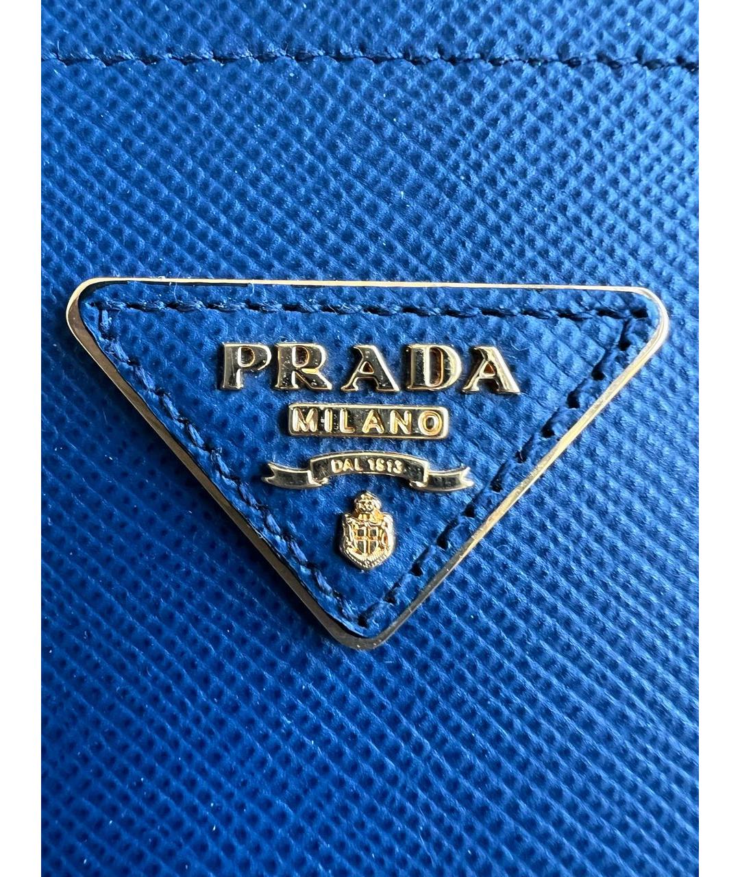 PRADA Темно-синяя кожаная сумка тоут, фото 5