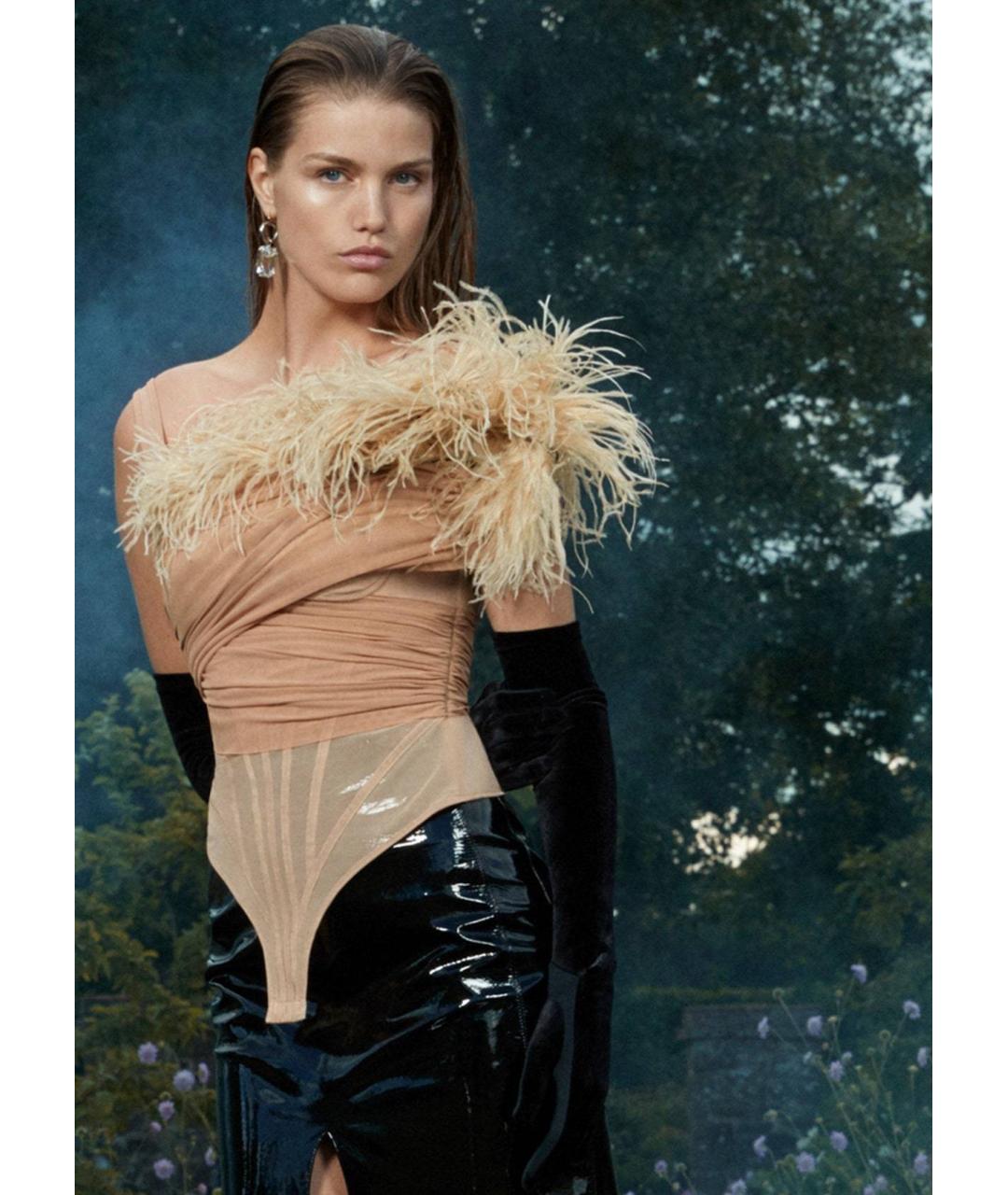 DAVID KOMA Бежевое полиамидовое боди, фото 3