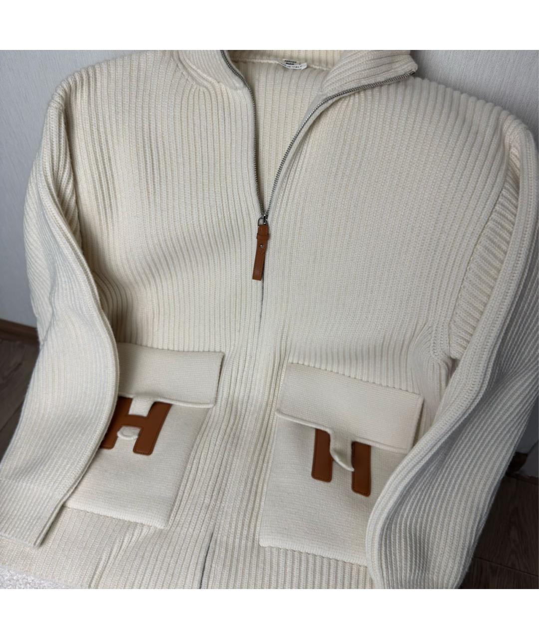 HERMES Бежевый шерстяной кардиган, фото 2