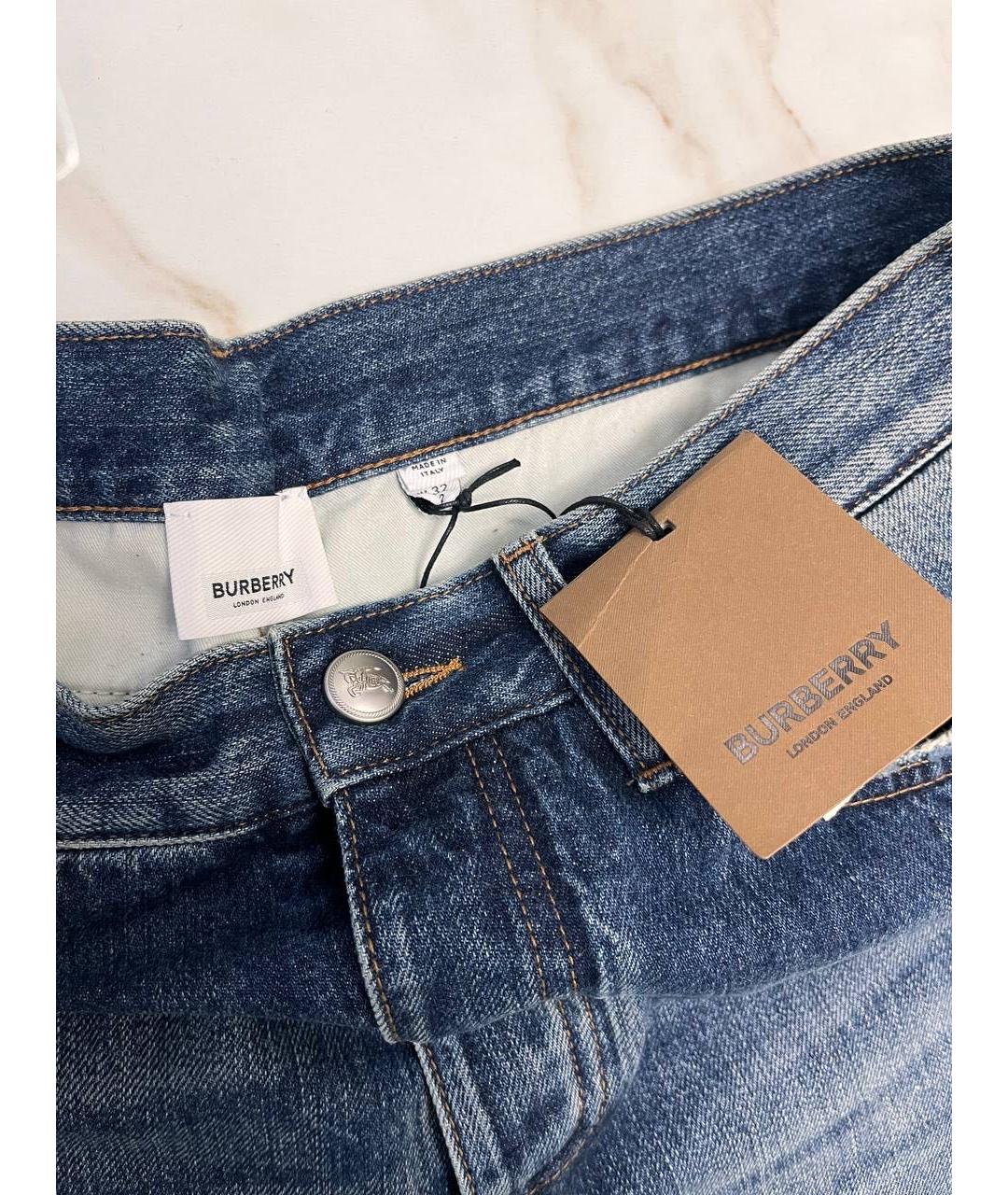 BURBERRY Синие хлопковые прямые джинсы, фото 2
