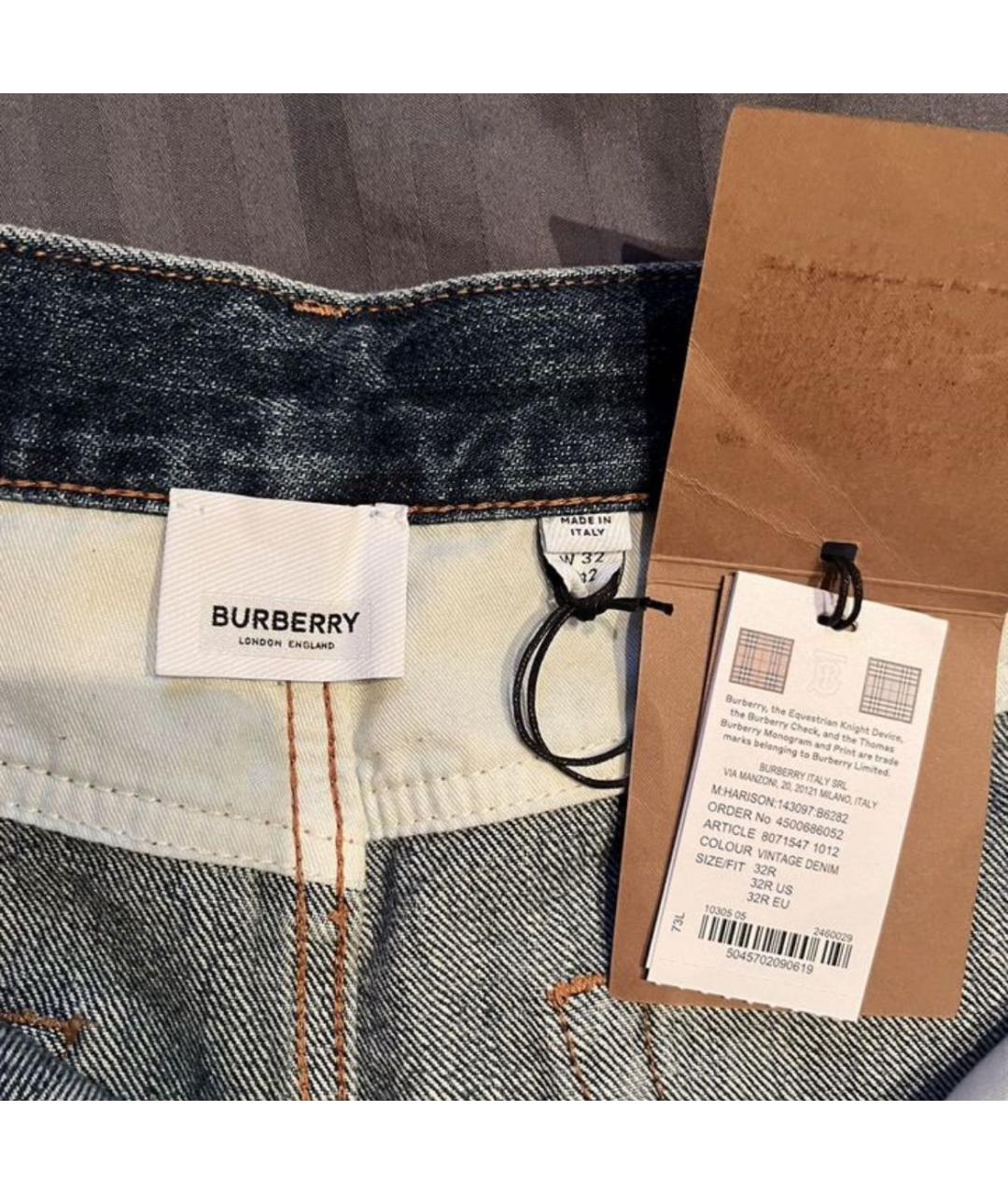 BURBERRY Синие хлопковые прямые джинсы, фото 3