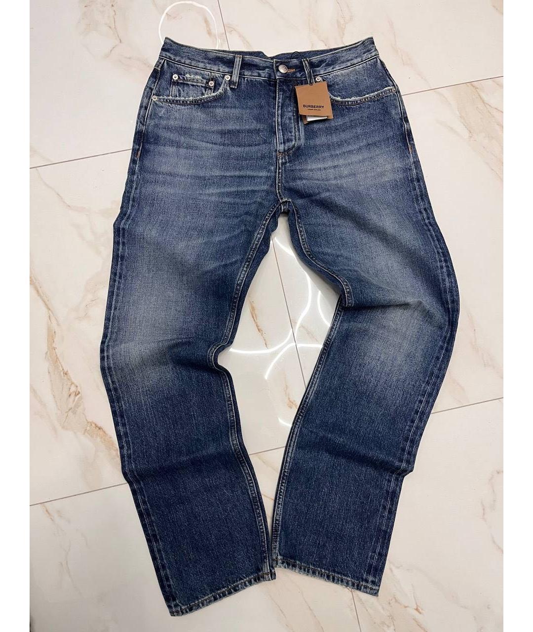 BURBERRY Синие хлопковые прямые джинсы, фото 4