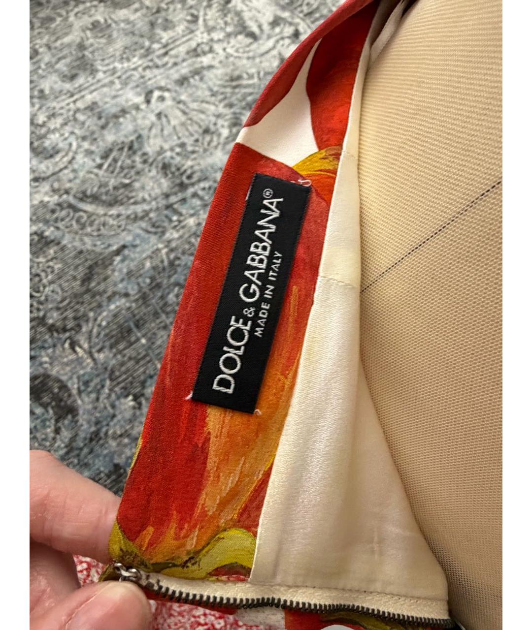 DOLCE&GABBANA Красная шелковая юбка миди, фото 3