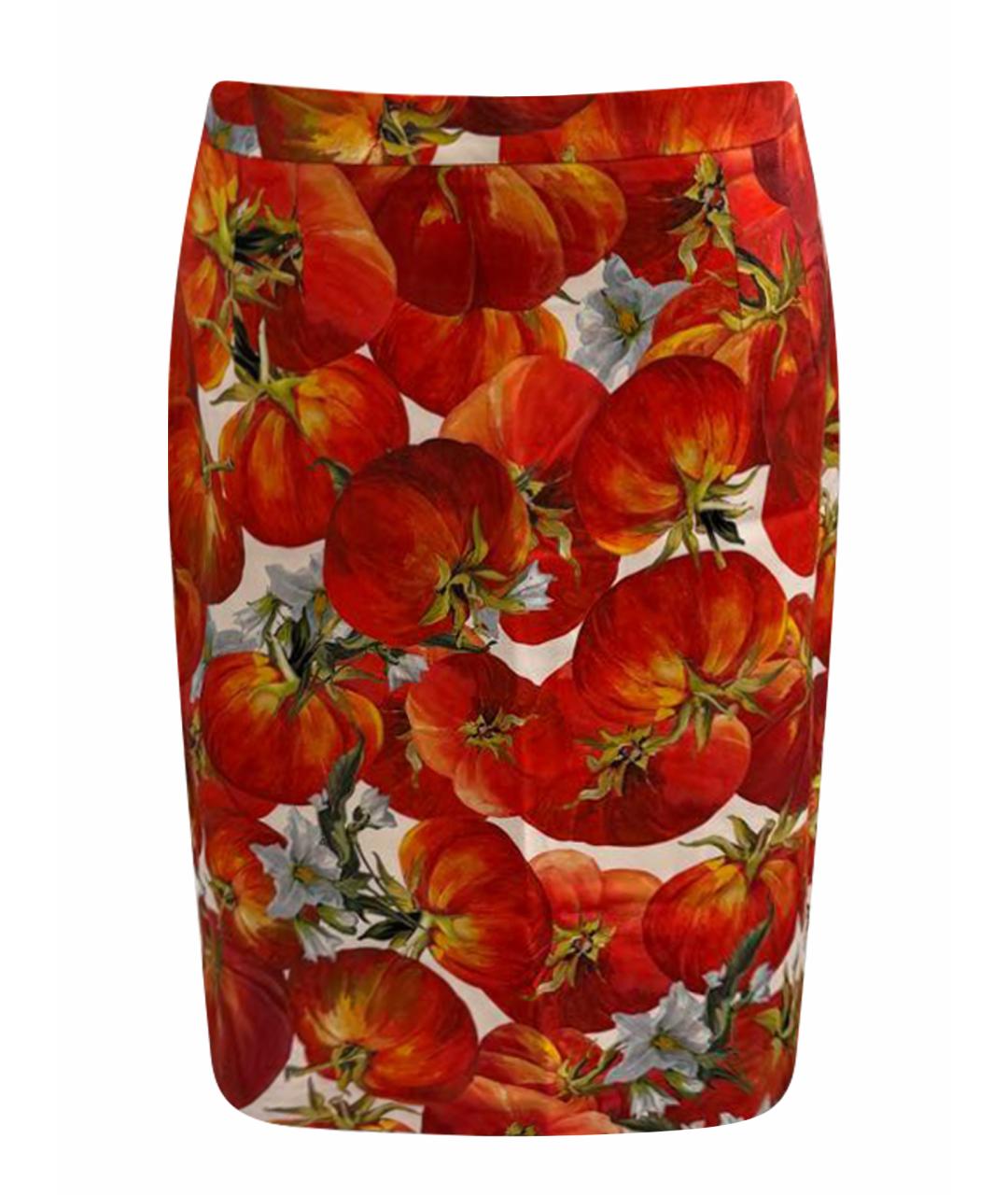 DOLCE&GABBANA Красная шелковая юбка миди, фото 1