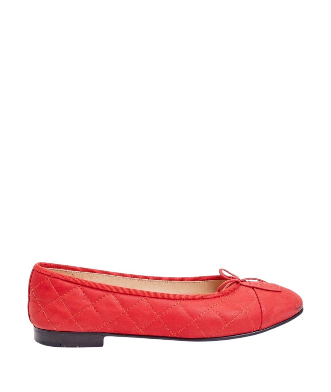 CHANEL Красные кожаные балетки, фото 1