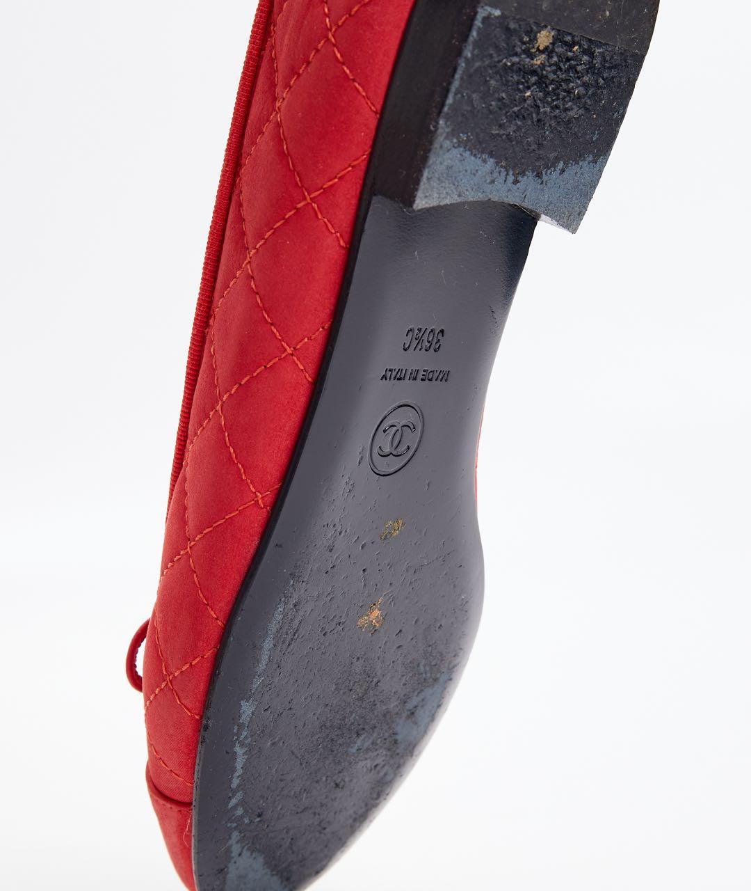 CHANEL Красные кожаные балетки, фото 3