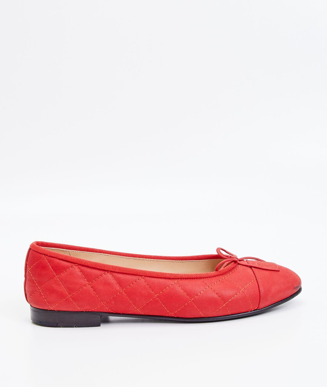 CHANEL Красные кожаные балетки, фото 5