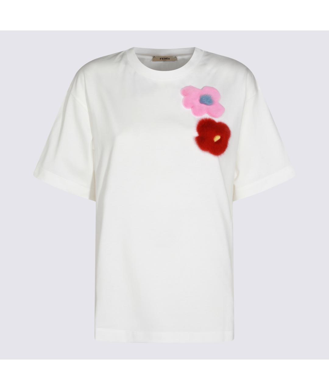 FENDI Белая хлопковая футболка, фото 4