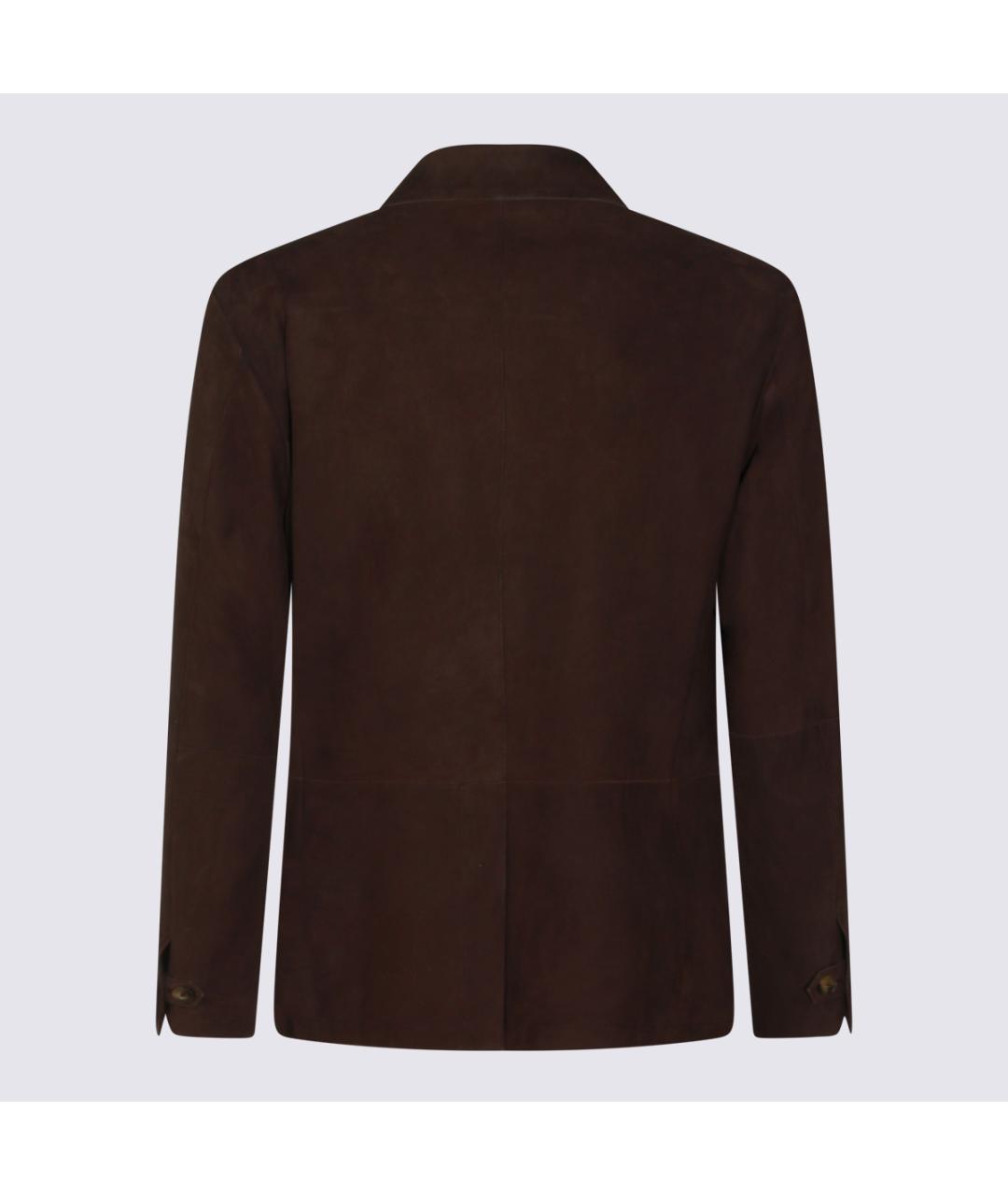 CANALI Коричневый кожаный пиджак, фото 2